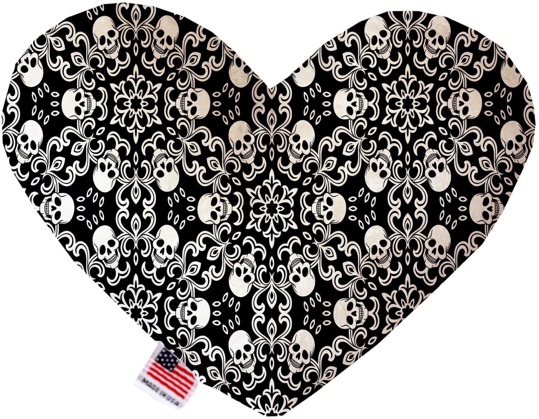 Pet and Dog Plush Heart or Bone Toy, "Skulls Group" (Available in different sizes, and 12 different pattern options!) Spinning Skulls 6" Plush Heart