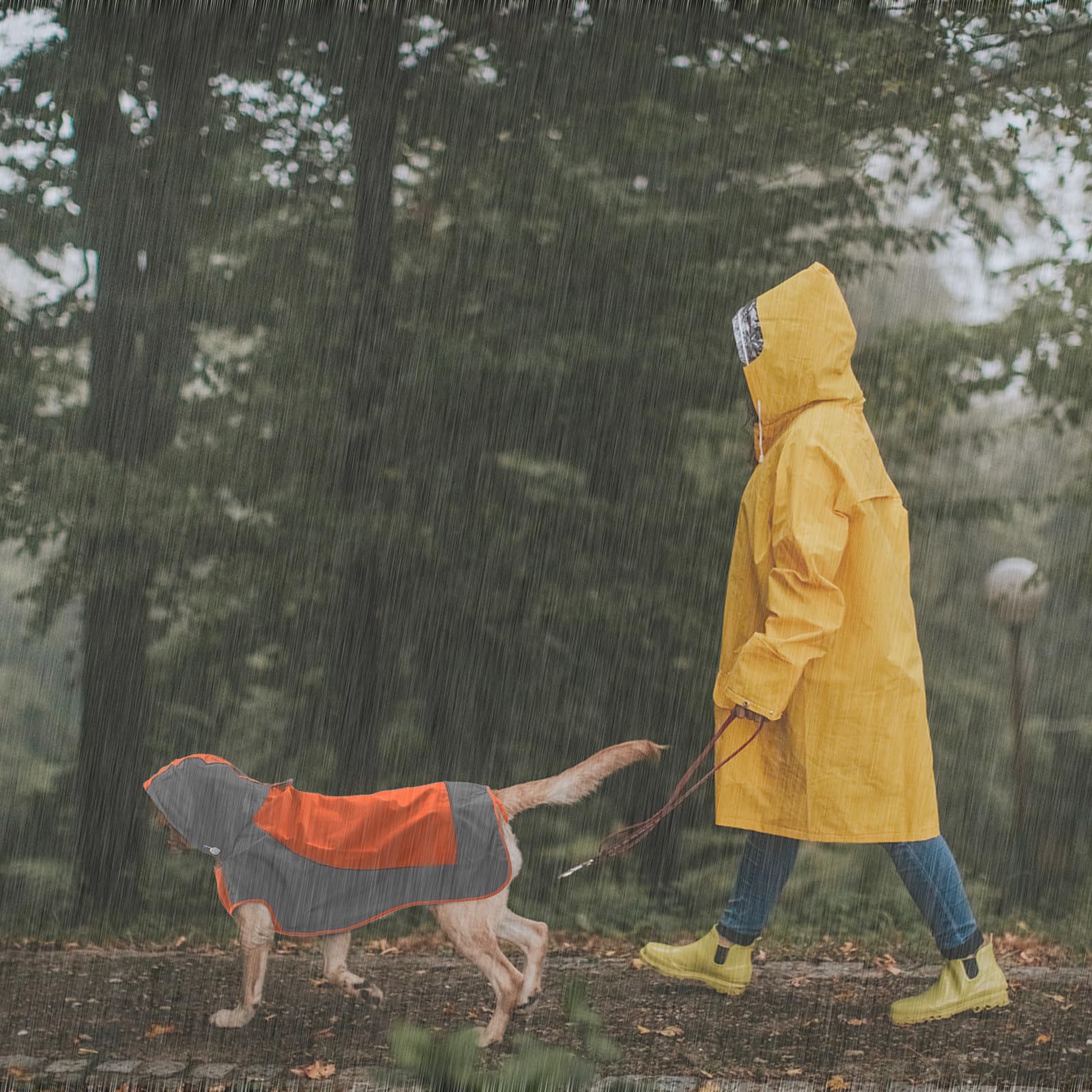 Iecoii Large Dog Raincoat Waterproof,Hooded Rain Jacket Keep Dog Dry In Wet Weather,Reflective Rain Poncho Clothes With Convenie
