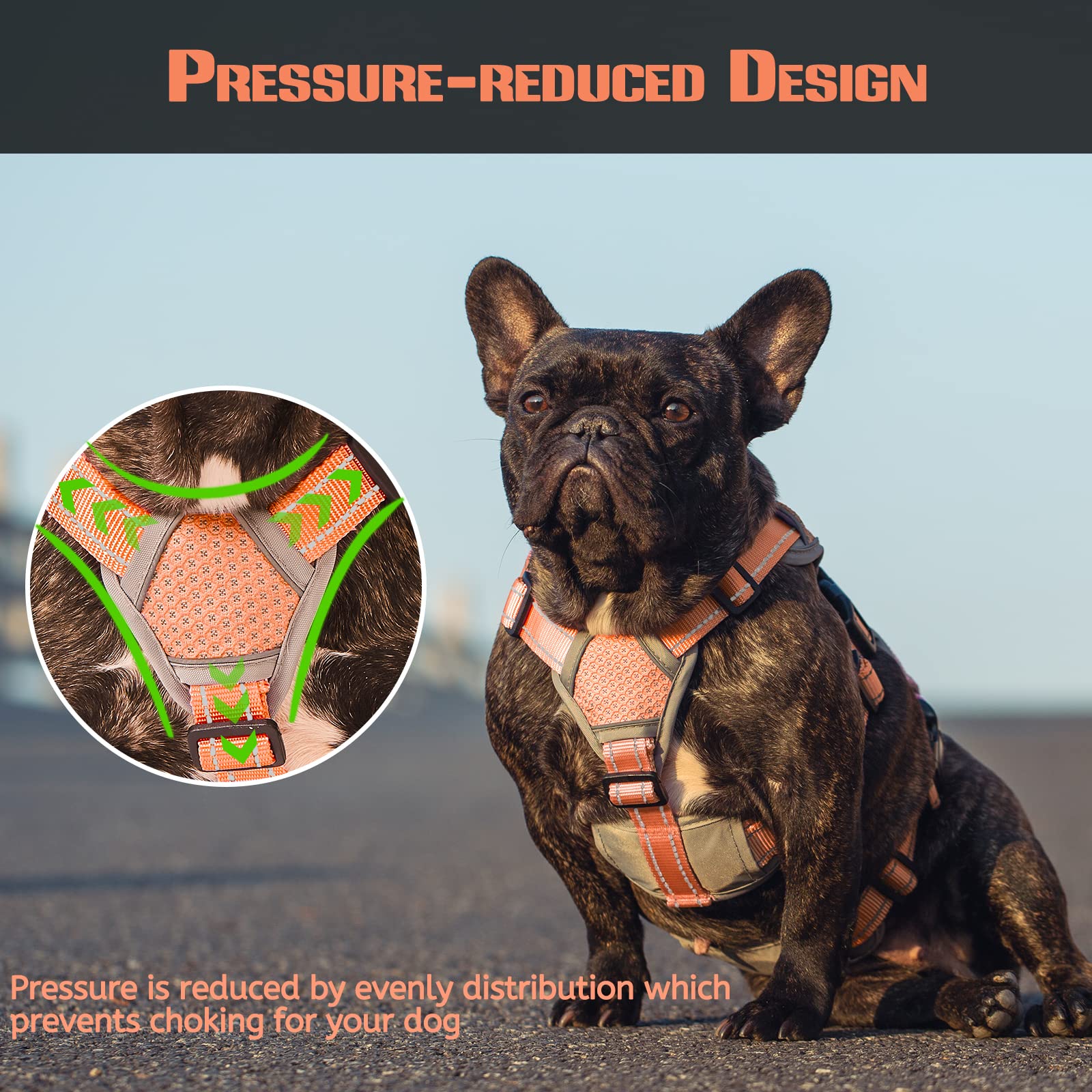Escape Proof Dog Harness, Escape Artist Harness, Fully Reflective Harness With Padded Handle, Breathable,Durable, Adjustable Vest For Small Dogs Walking, Training, And Running Gear Orange (Small)