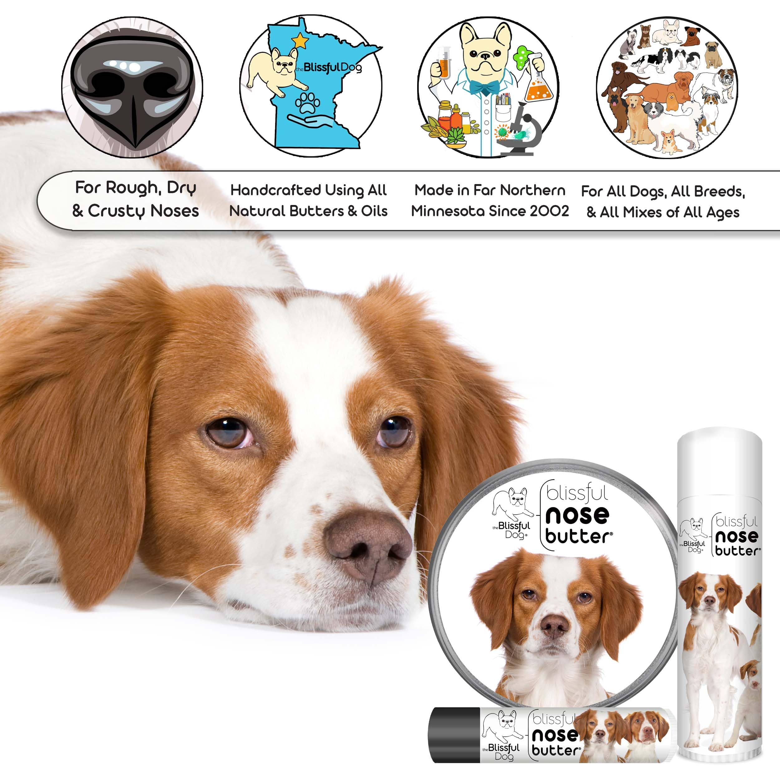 The Blissful Dog Brittany Spaniel Unscented Nose Butter, 8-Ounce