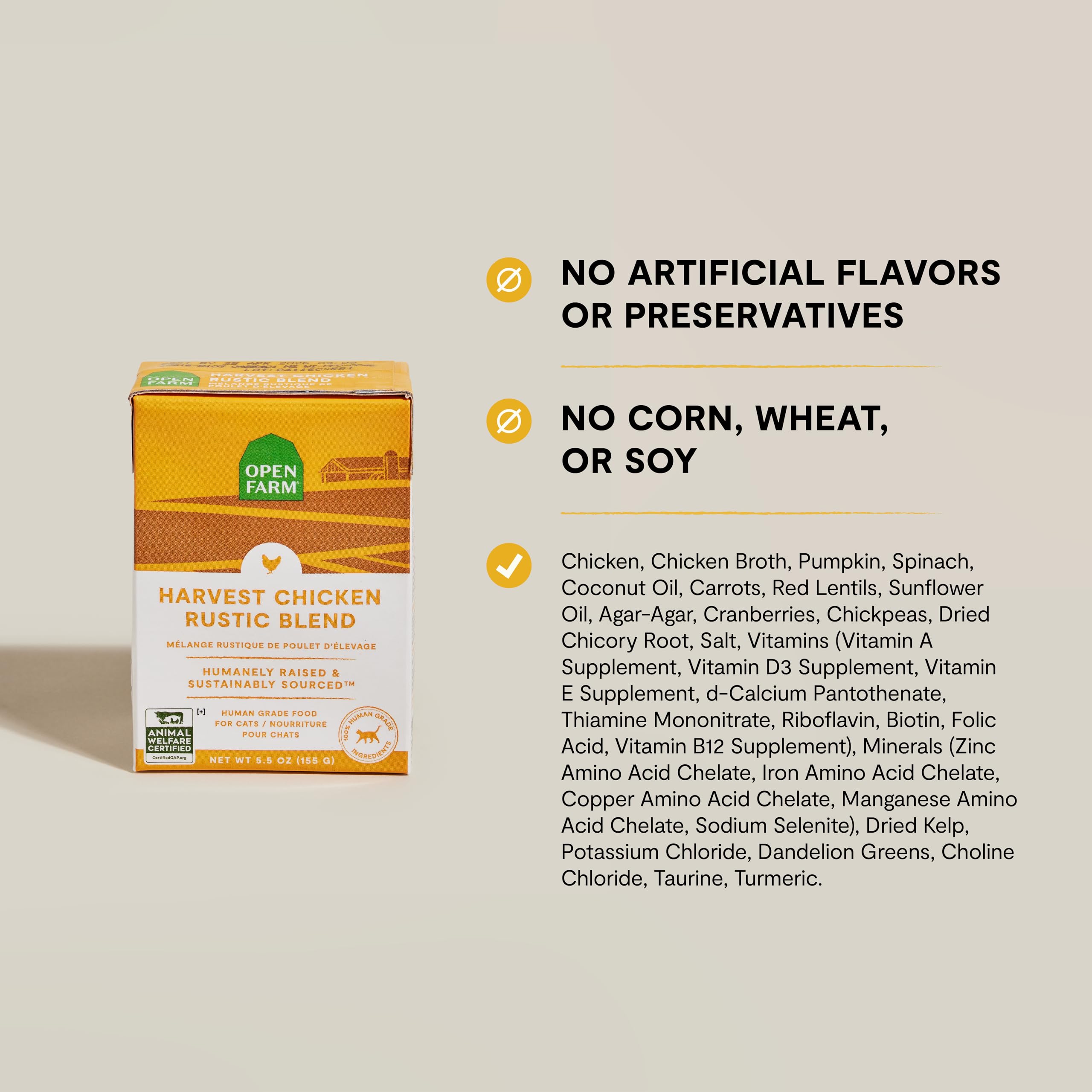 Open Farm Harvest Chicken Rustic Blend Wet Cat Food, Complete Meal or Food Topper with Responsibly Sourced Meat and Superfoods W