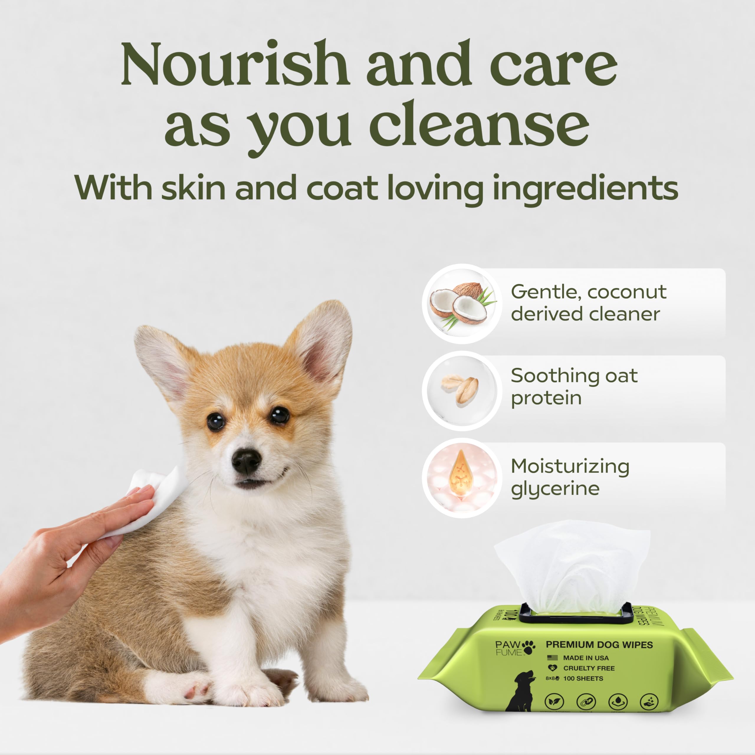 Pawfume Dog Wipes 4 X 100 Count, Pet Wipes - Hypoallergenic & Gentle Dog Wipes For Eyes, Face, Butt, And Paws - Cleaning & Deodo