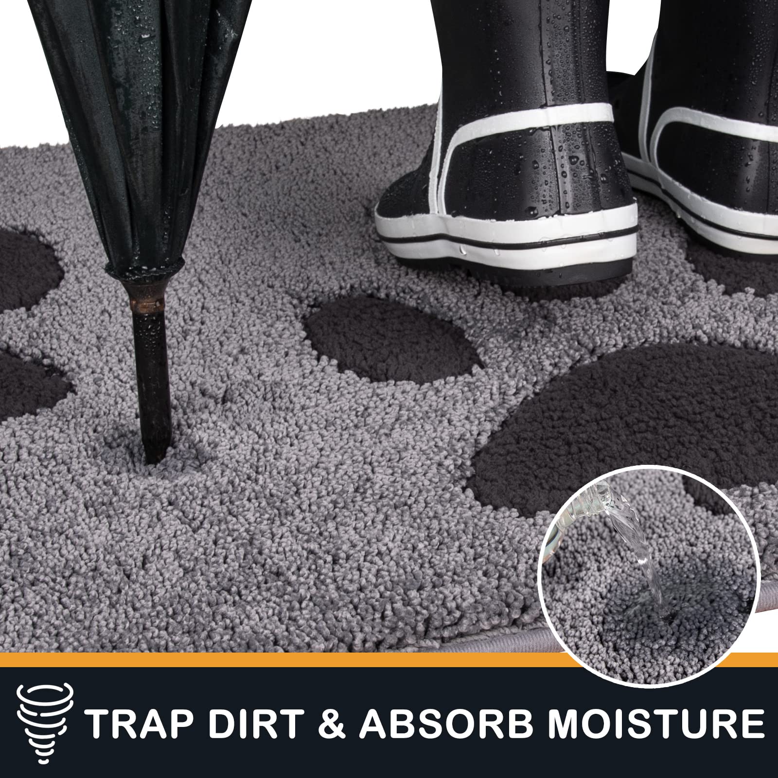 PURRUGS Dirt Trapper Door Mat 33.5  x 59 , Non-Skid/Slip Machine Washable Microfiber Entryway Rug, Dog Doormat, Super Absorbent