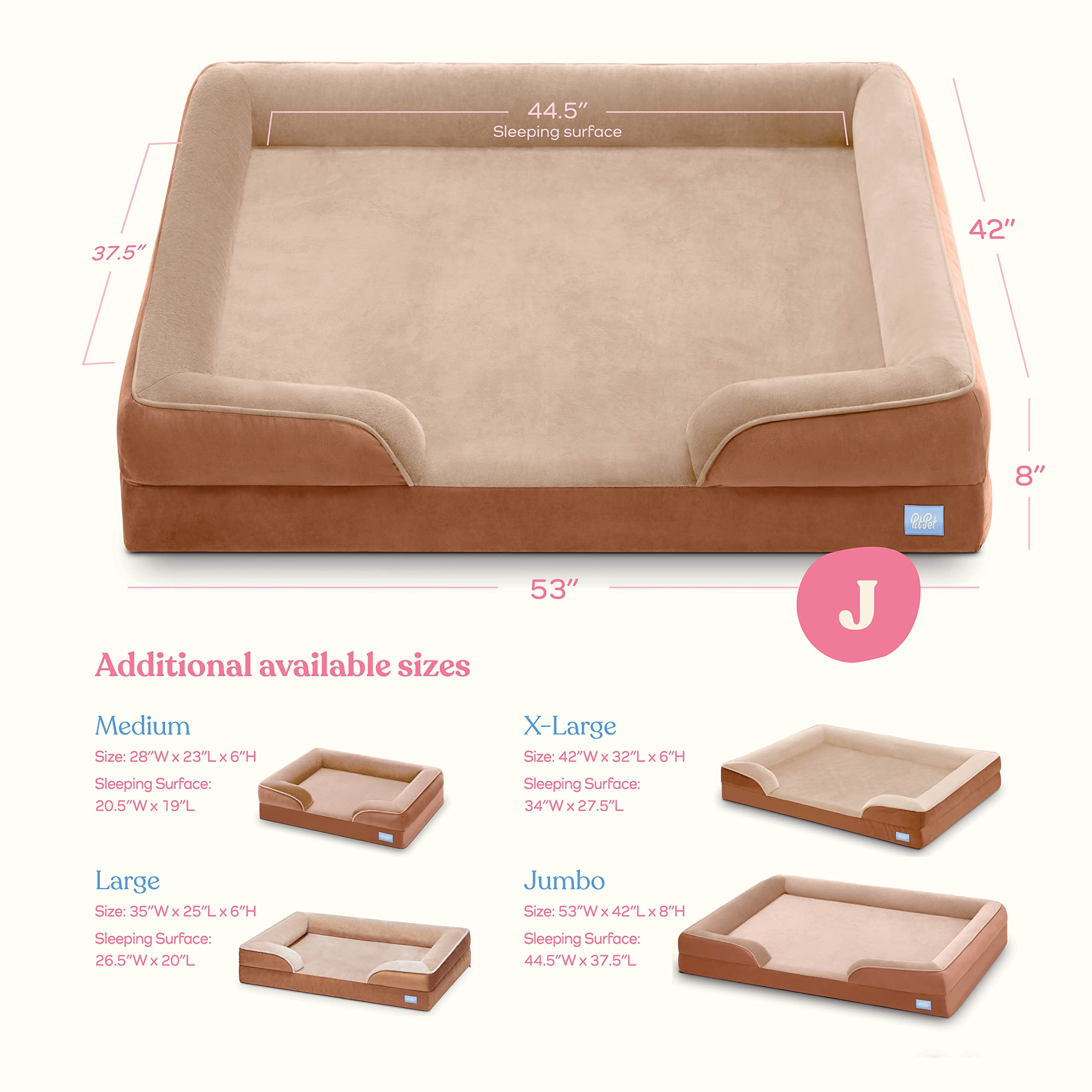 Orthopedic Sofa Dog Bed - Ultra Comfortable Dog Bed For Large Dogs - Breathable & Waterproof Pet Bed- Egg Foam Sofa Bed With Extra Head And Neck Support - (Xx-Large, Brown)
