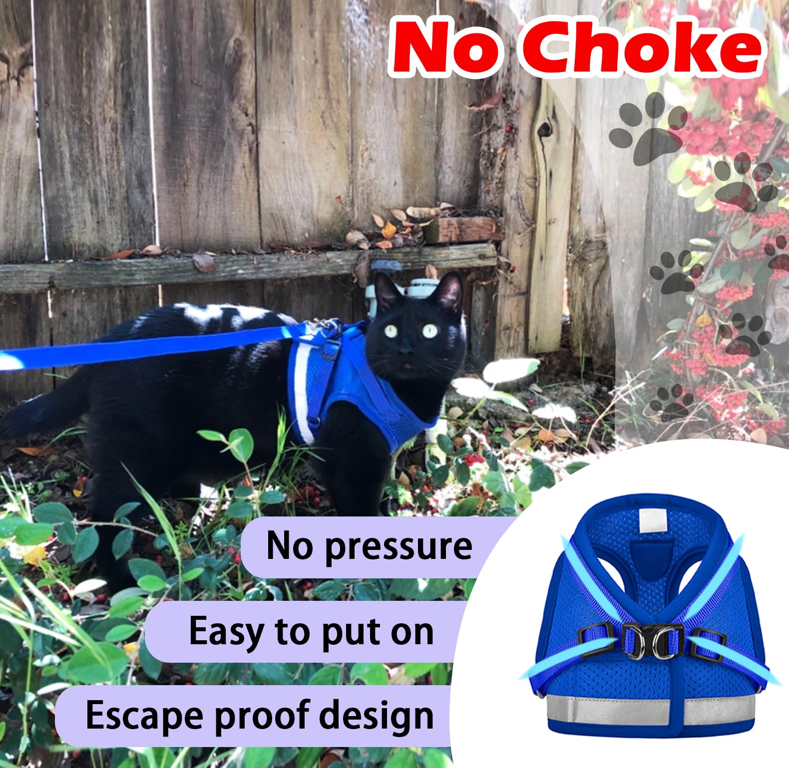 Cat Harnesses And Puppy Harness With Leashes Set, Escape Proof Cat Harness, Adjustable Reflective Soft Mesh Vest Fit Puppy Kitte