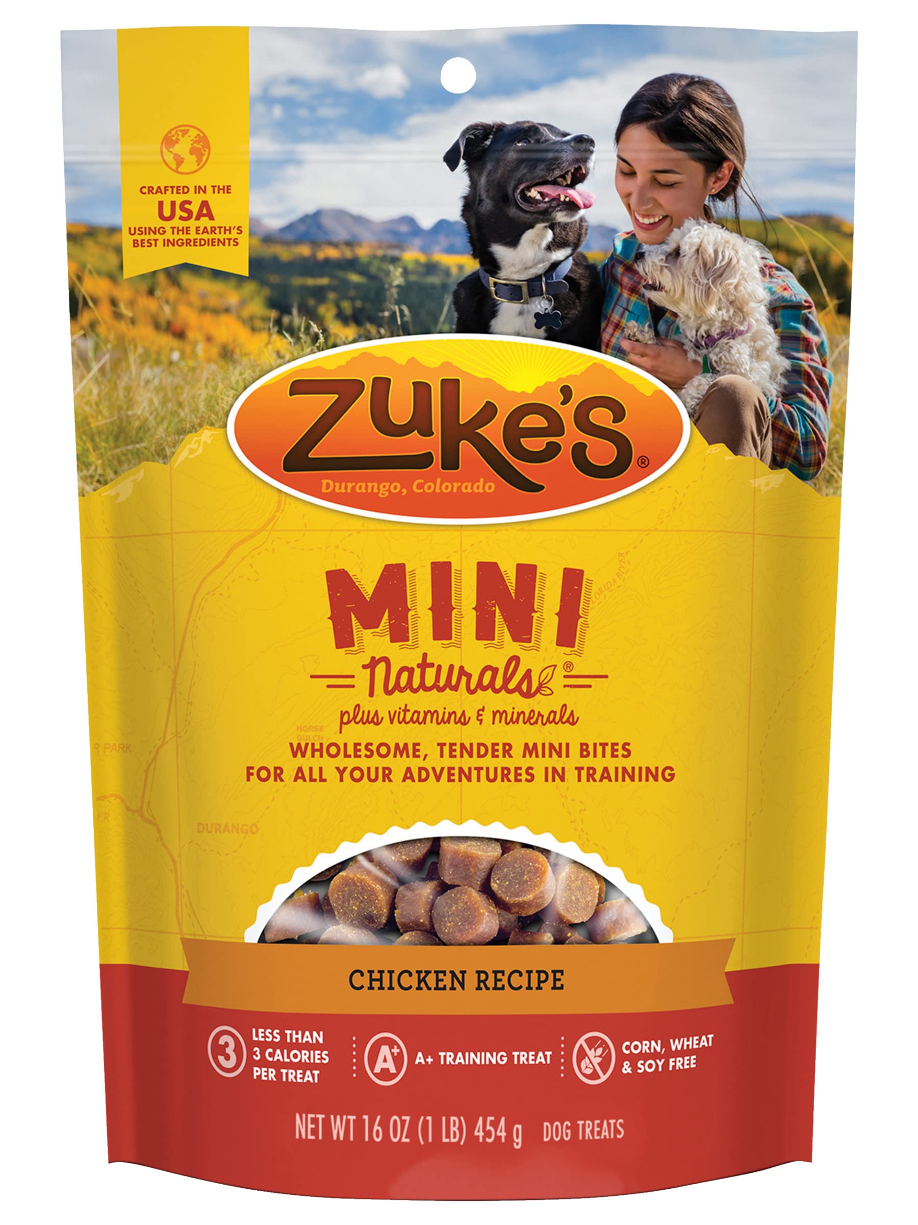Zuke s Mini Naturals Dog Training Treats, Soft Mini Dog Treats with Vitamins & Minerals, Made for All Breed Sizes Chicken, 16 O