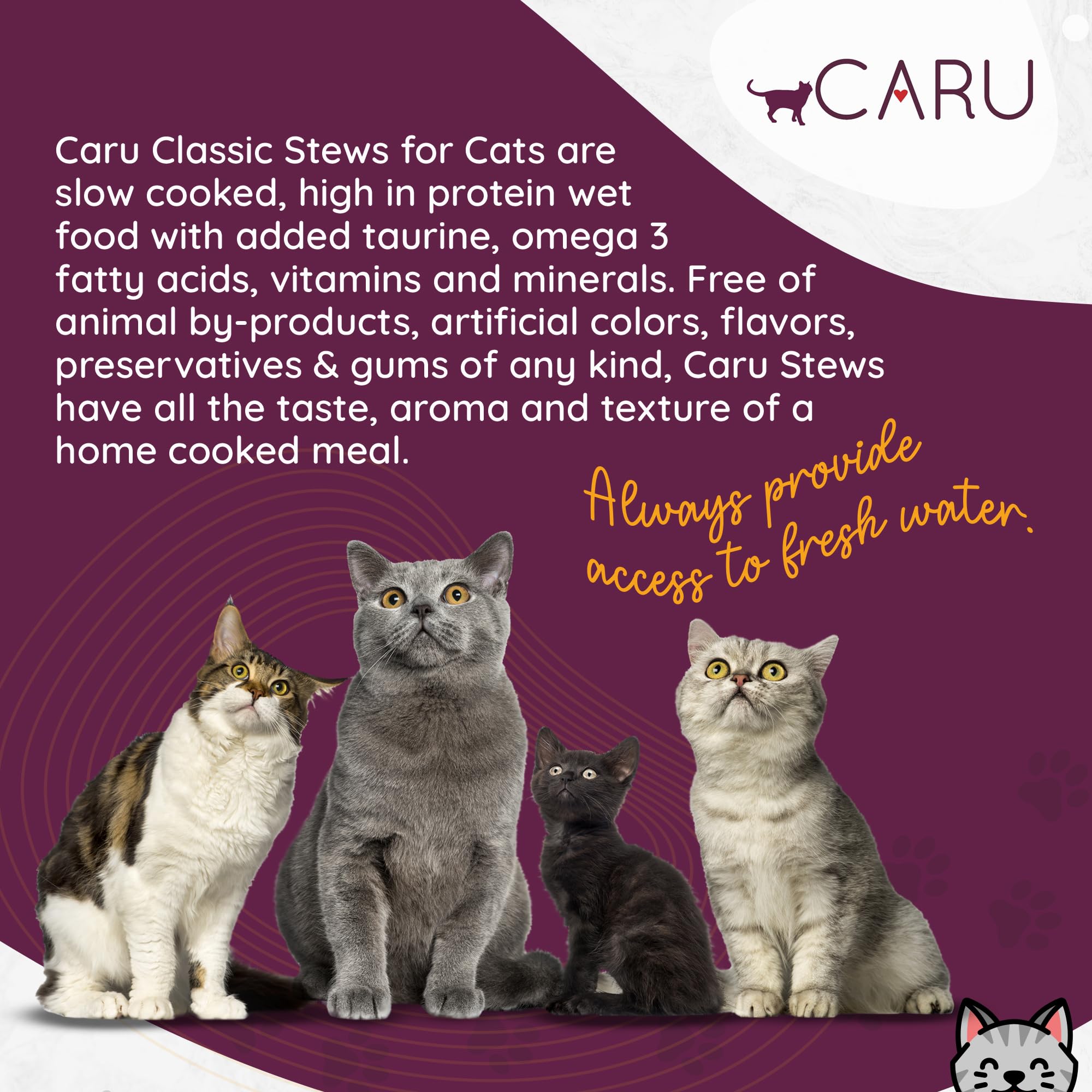 CARU - Classics Chicken & Crab Stew for Cats - Healthy Functional Wet Cat Food - Food Topper - Balanced Omega Blend - 5.5 oz Car