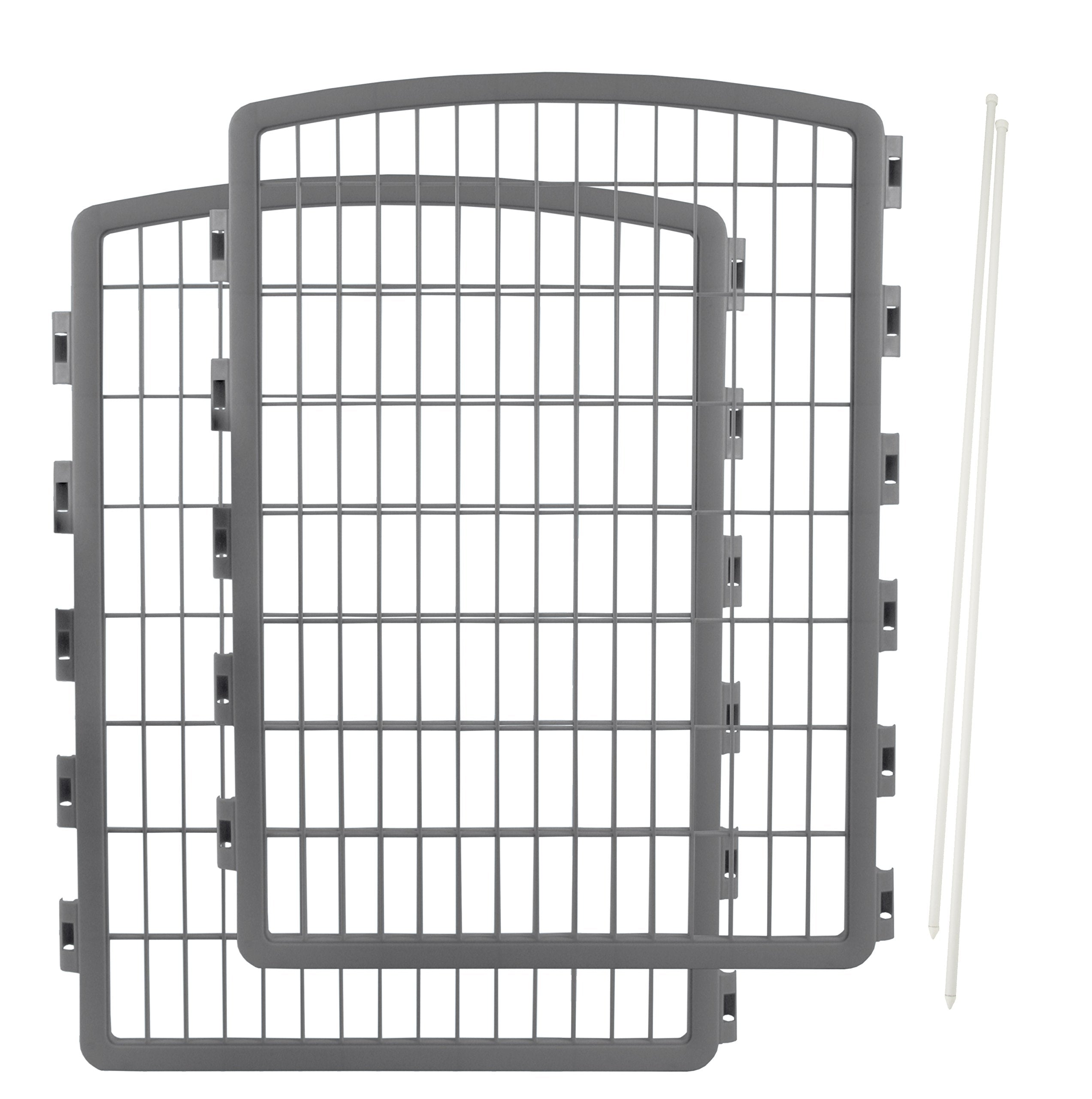 Iris Usa 34'' Pet Playpen 2 Panel Add-On With Connecting Rods, Dog Playpen, Small Medium Large Dogs, Heavy-Duty Molded Plastic, 