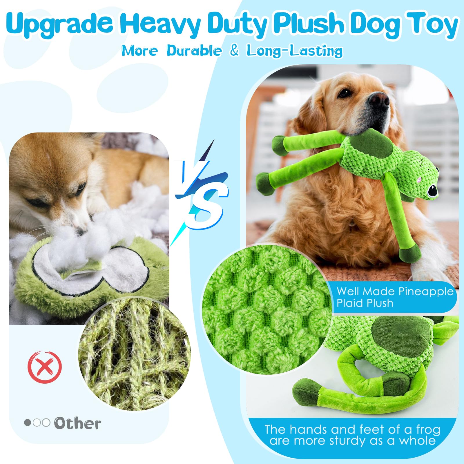 Jeefome Large Squeaky Dog Toys : Plush Stuffed Dog Chew Toy With Soft Fabric-Interactive Puppy Toys To Keep Them Busy