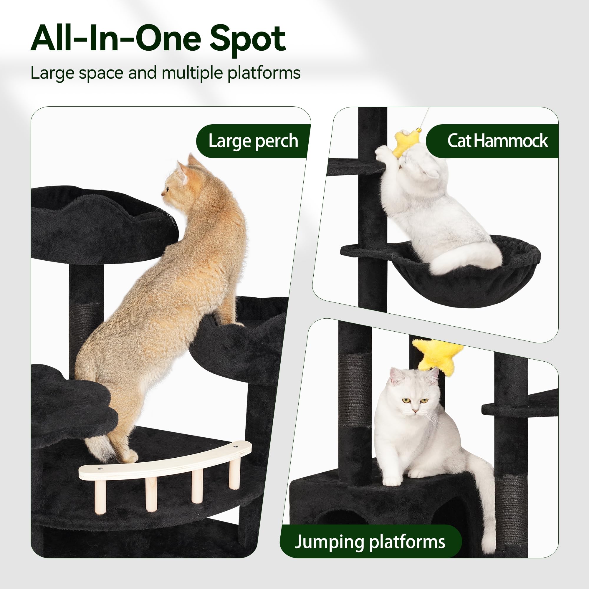 Meecal 85Inch Tall Cat Tree For Indoor Cats Large Adult, Multi-Level Cloud Cat Tower With Scratching Post, Heavy Duty Cat Cat Co