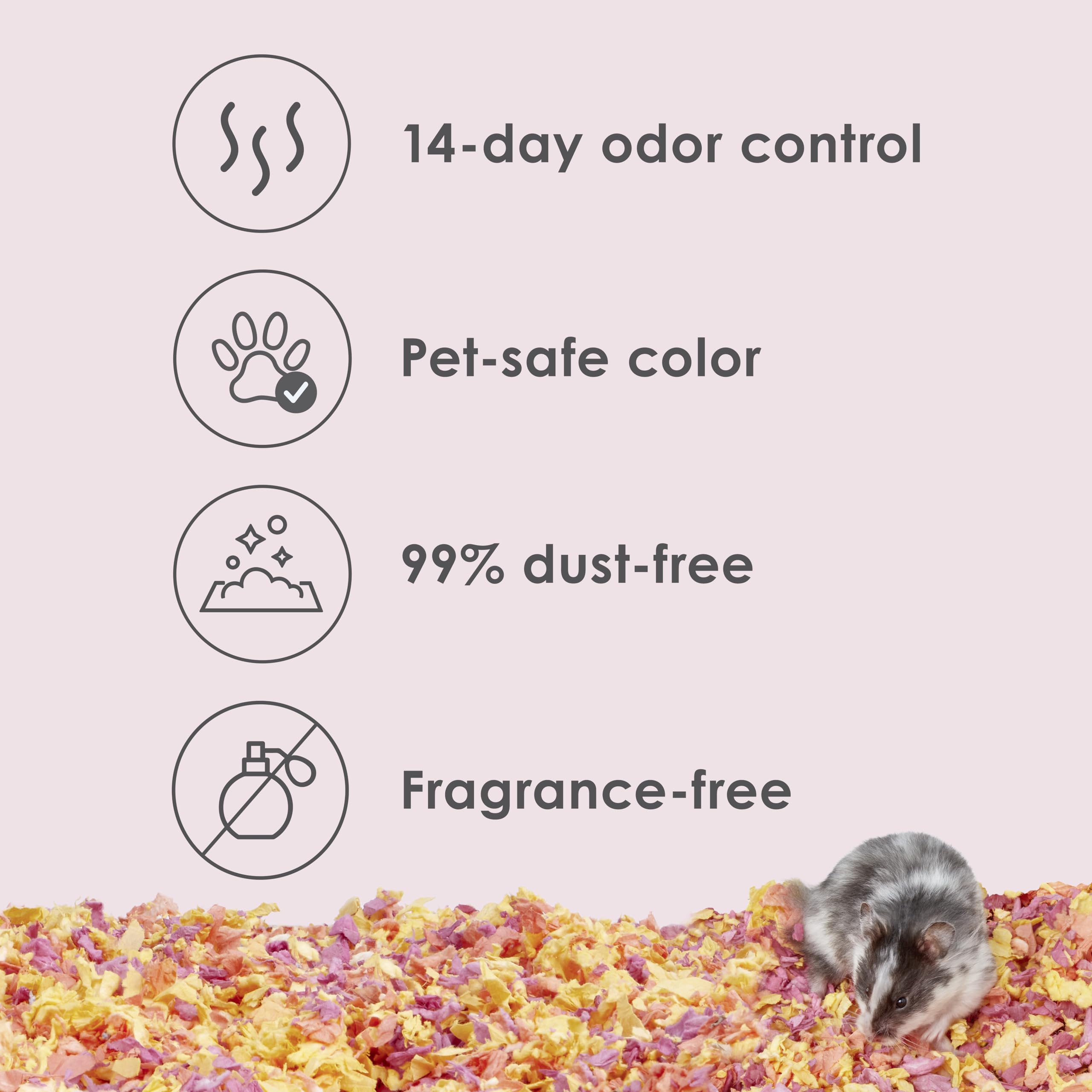 Kaytee Clean & Cozy Colors, Small Animal Bedding With Extreme Odor Control, Sunset 49.2 Liters