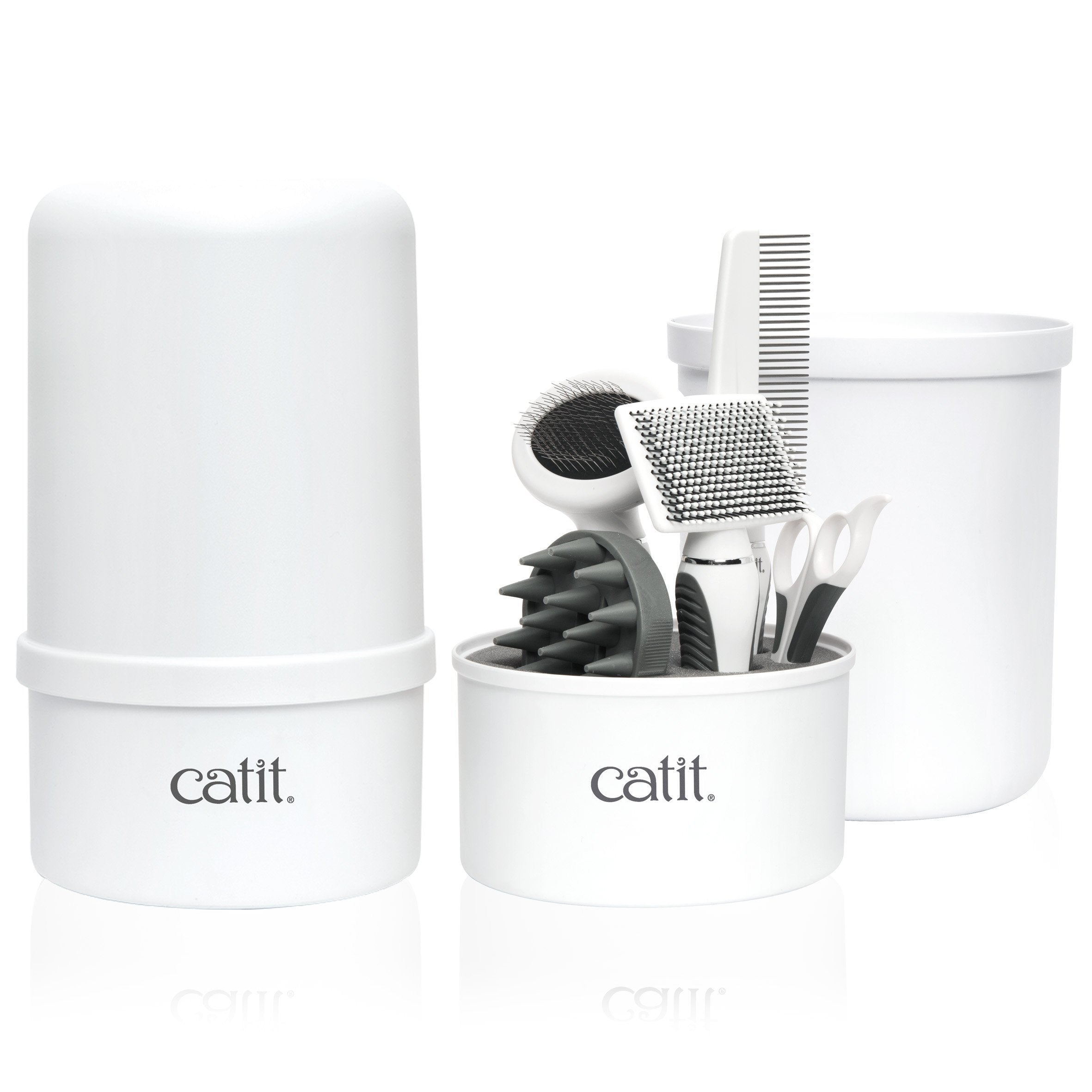 Catit Senses 2.0 Short Hair Cat Grooming Kit,White, 6 Piece Set