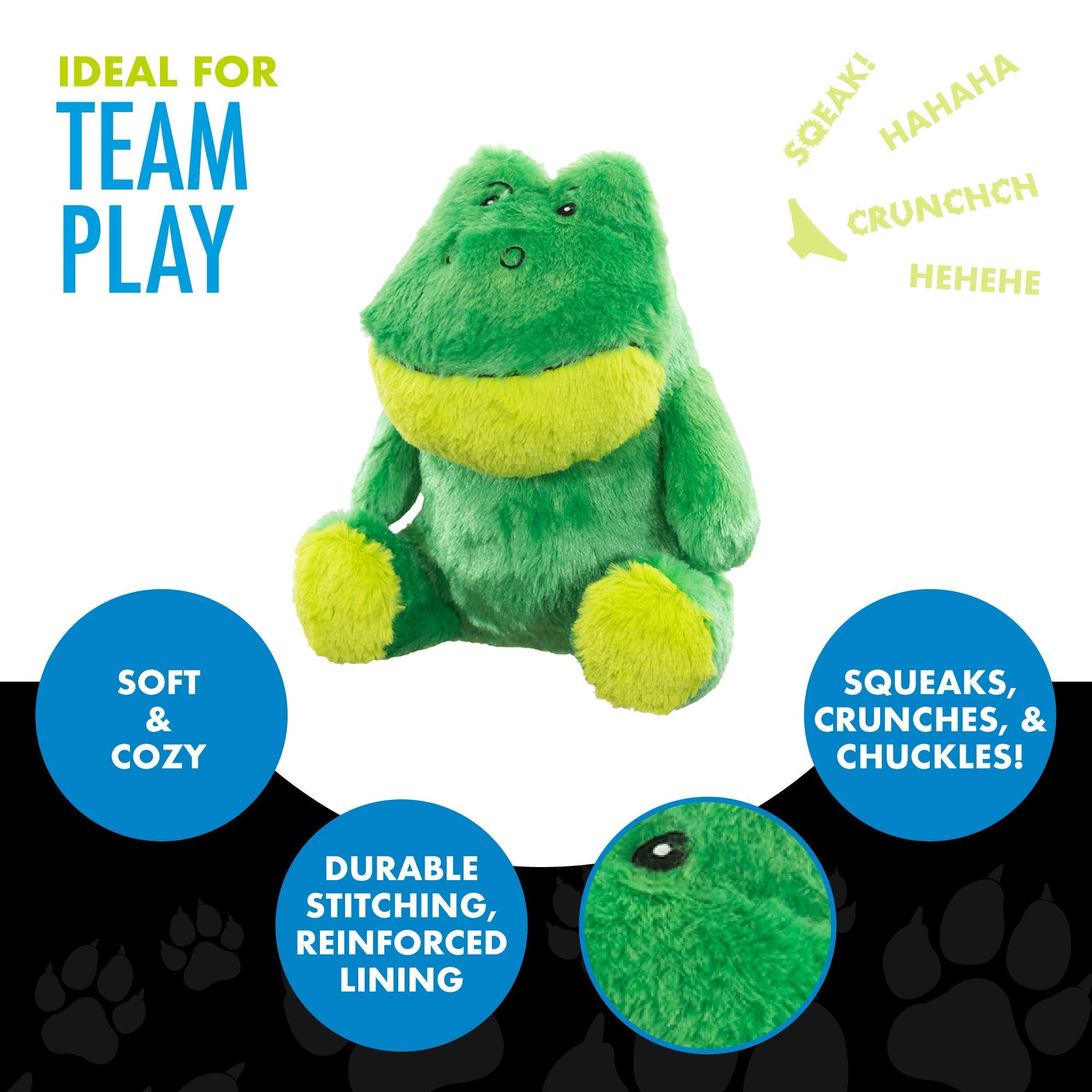 Hero Plush Squeaky Dog Toy - Durable Green Stuffed Animal with 3-in-1 Squeaker, Model 64244