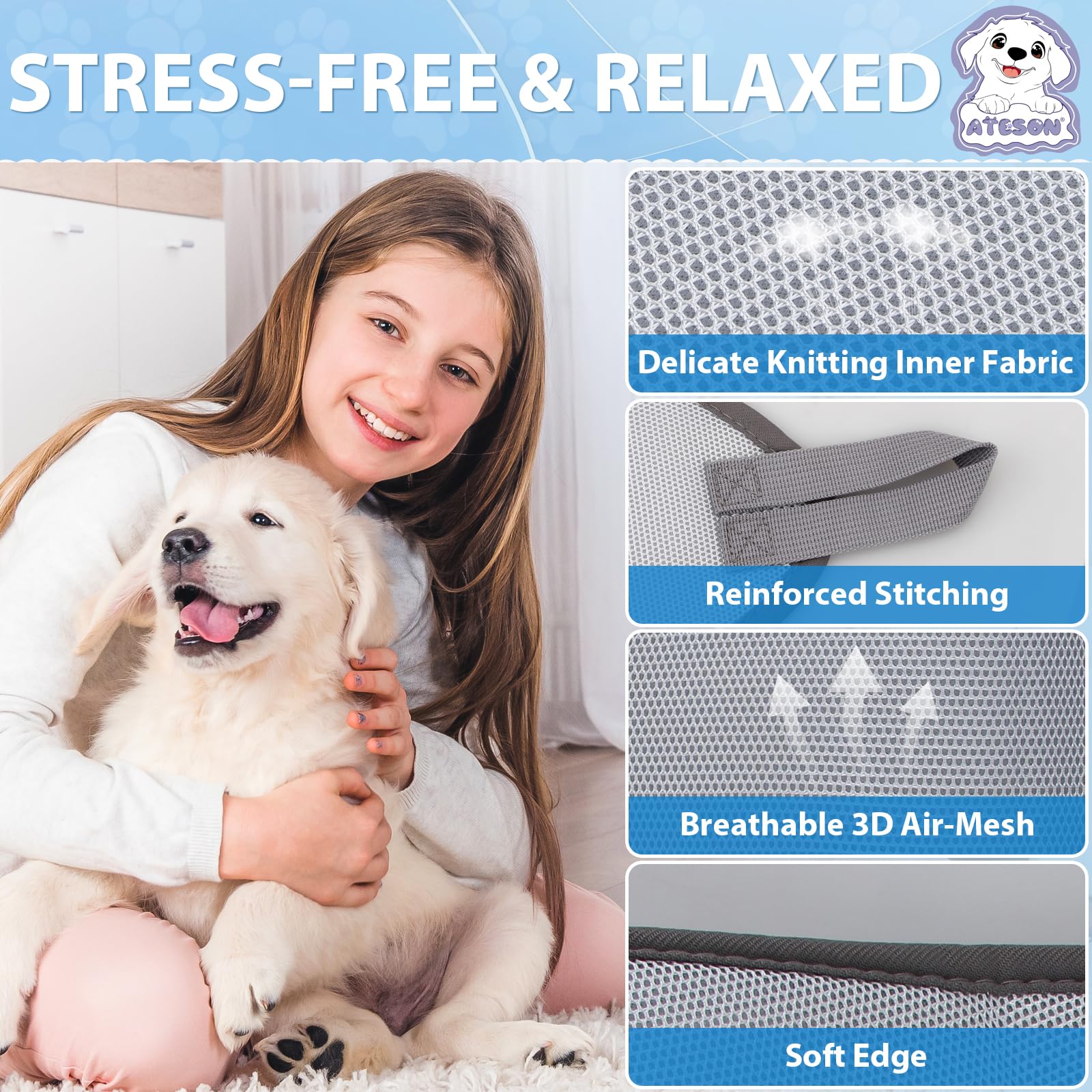 ATESON Pet Dog Grooming Hammock Harness for Medium Dogs Nail Trimming, Dog Sling for Cutting Nails, Dog Hanging Holder Hanger wi
