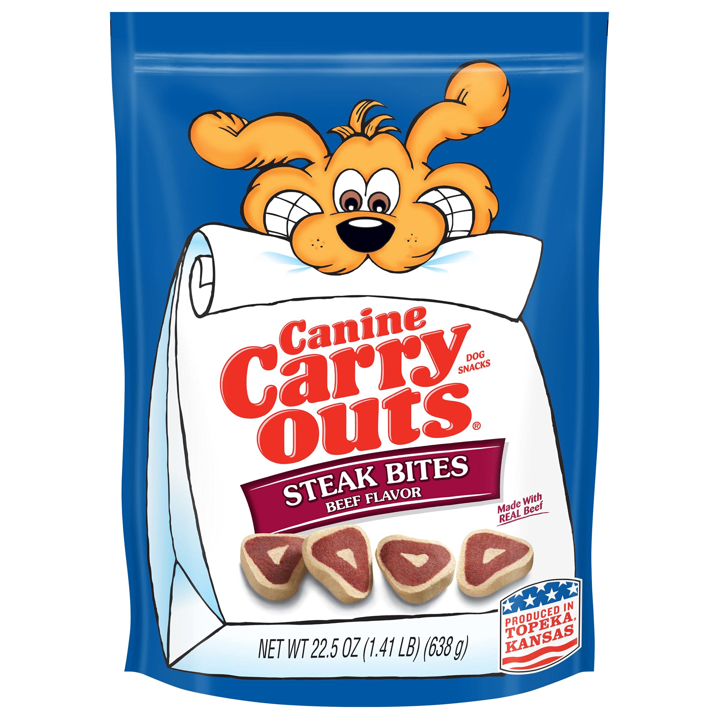 Canine Carry Outs Dog Treats, Steak Bites, 22.5 Ounce (Pack of 4), Made with Real Beef