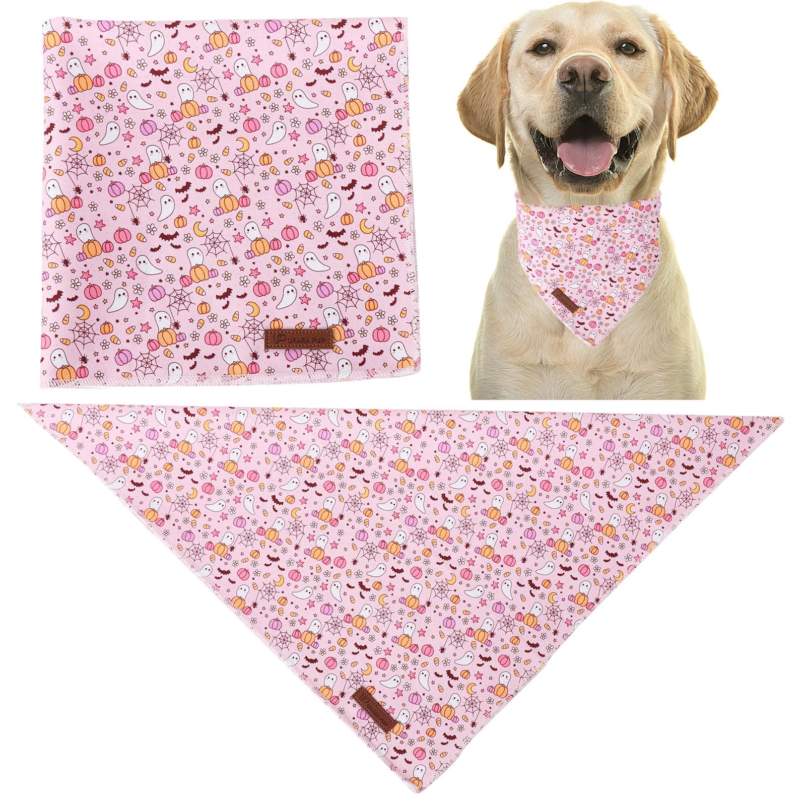 Halloween Pumpkin Dog Bandana, Halloween Triangle Bid Scarf With Pumpkin,Ghost,Bat Pattern, Cotton Pet Kerchief For Girl Boy Dog