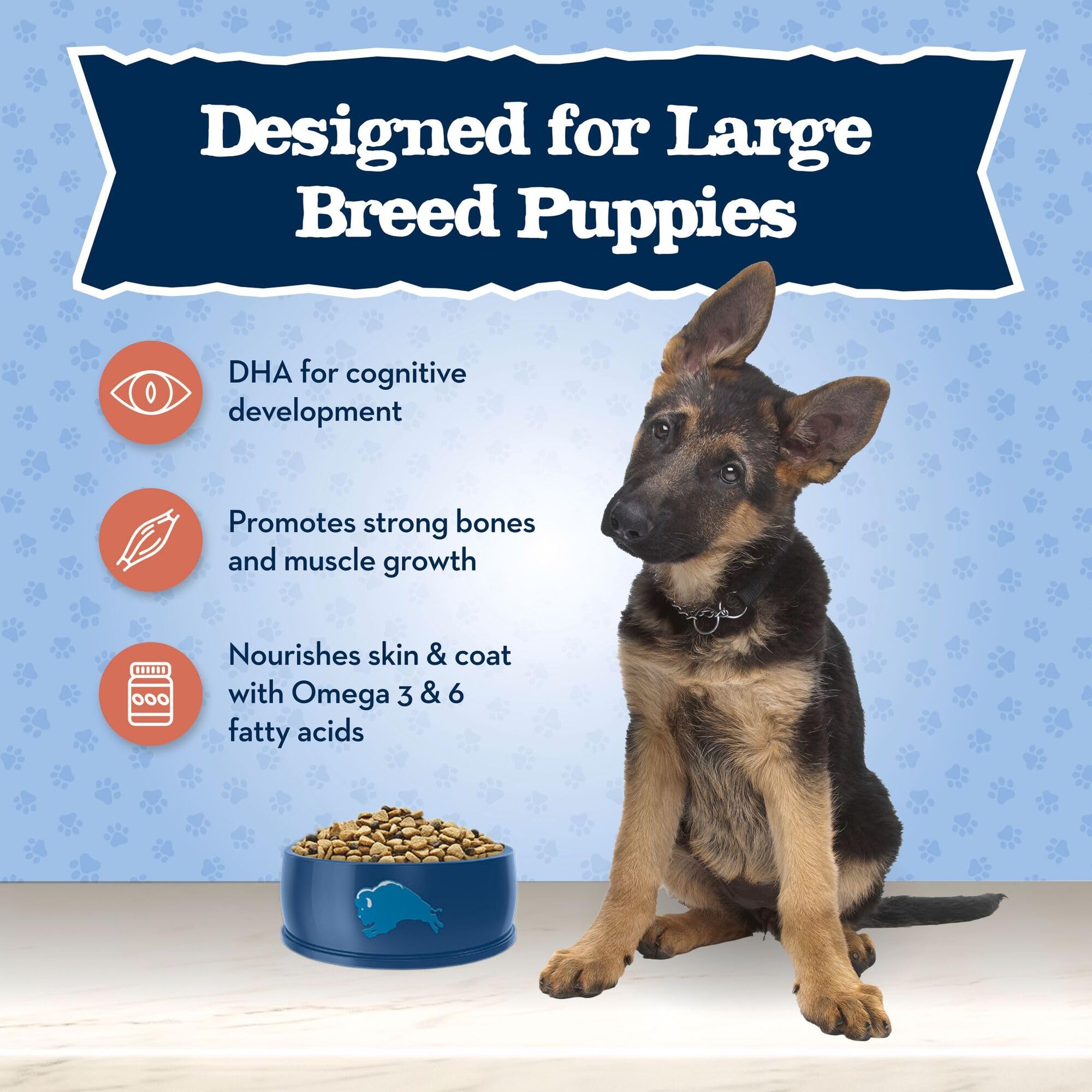 Blue Buffalo Baby BLUE Natural Large Breed Puppy Dry Dog Food, Healthy Growth Formula with DHA, Chicken and Brown Rice Recipe, 2
