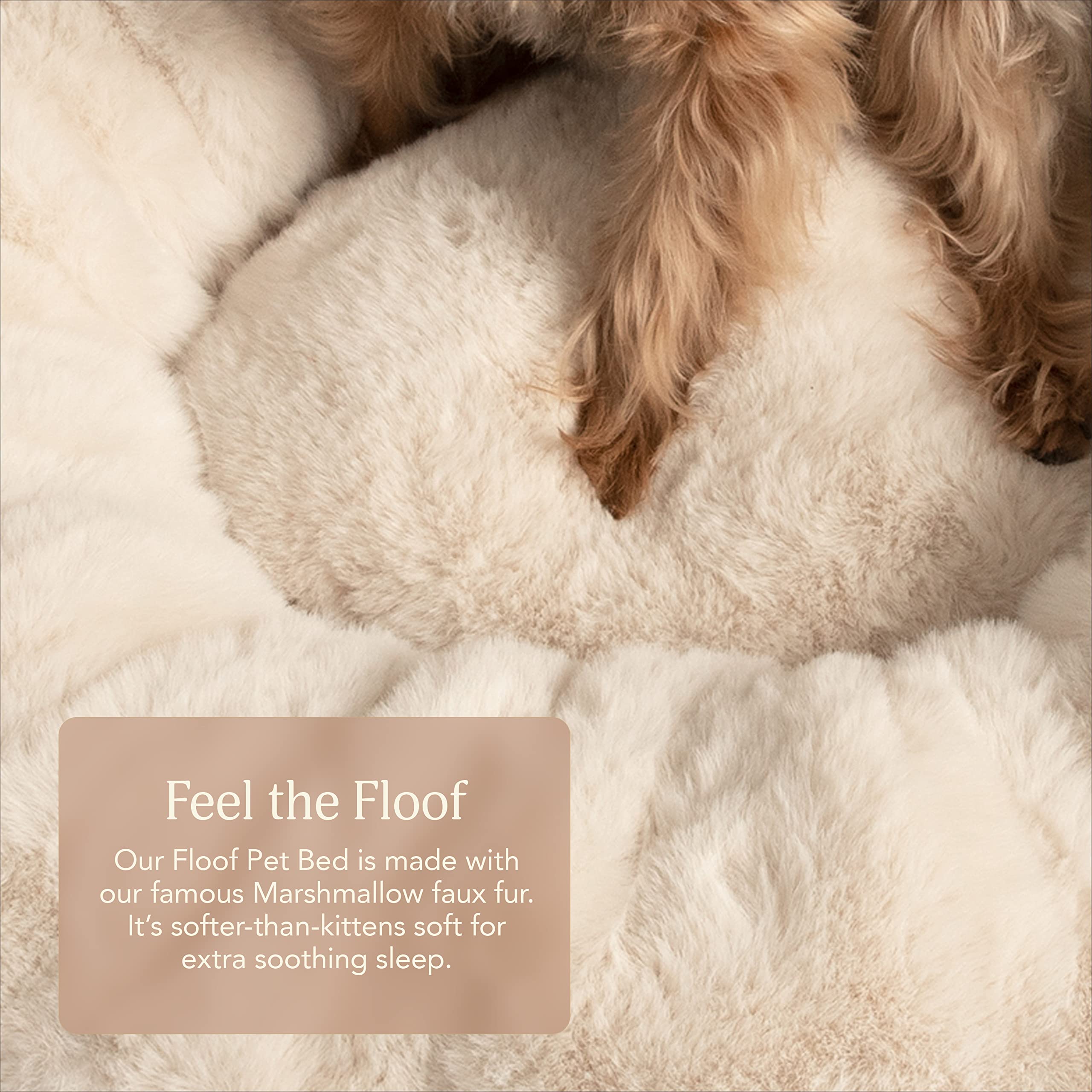 Unhide Floof Pet Bed - Medium (28' X 10') - Extra Soft Dog Bed - Removable Faux Fur Cover - Machine Washable - Helps Ease Pet