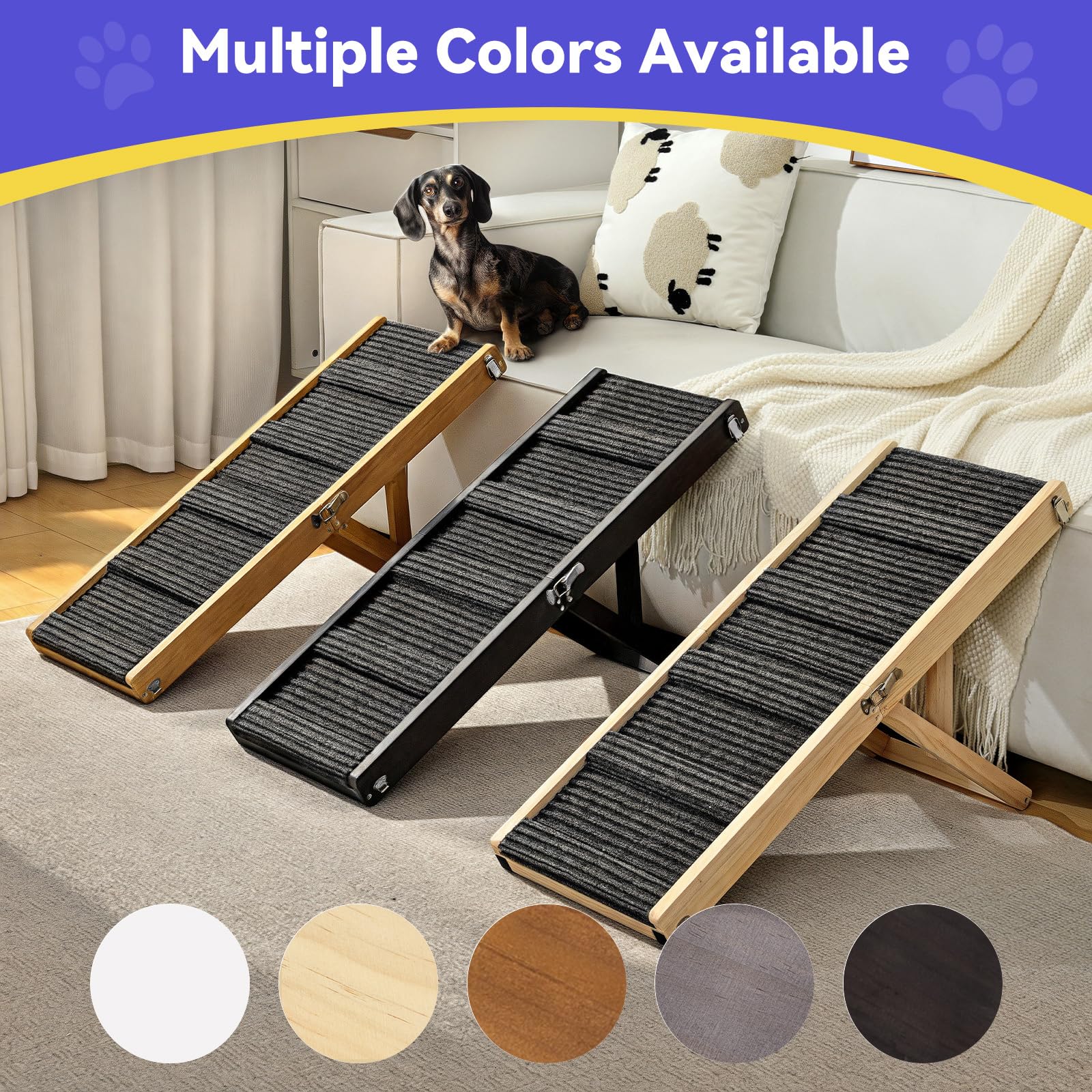 2026 Upgraded Dog Ramp for Couch, Foldable Small Dog Ramp for Sofa, 4 Adjustable Height from 13 to 21, Portable Stable Pet Ste