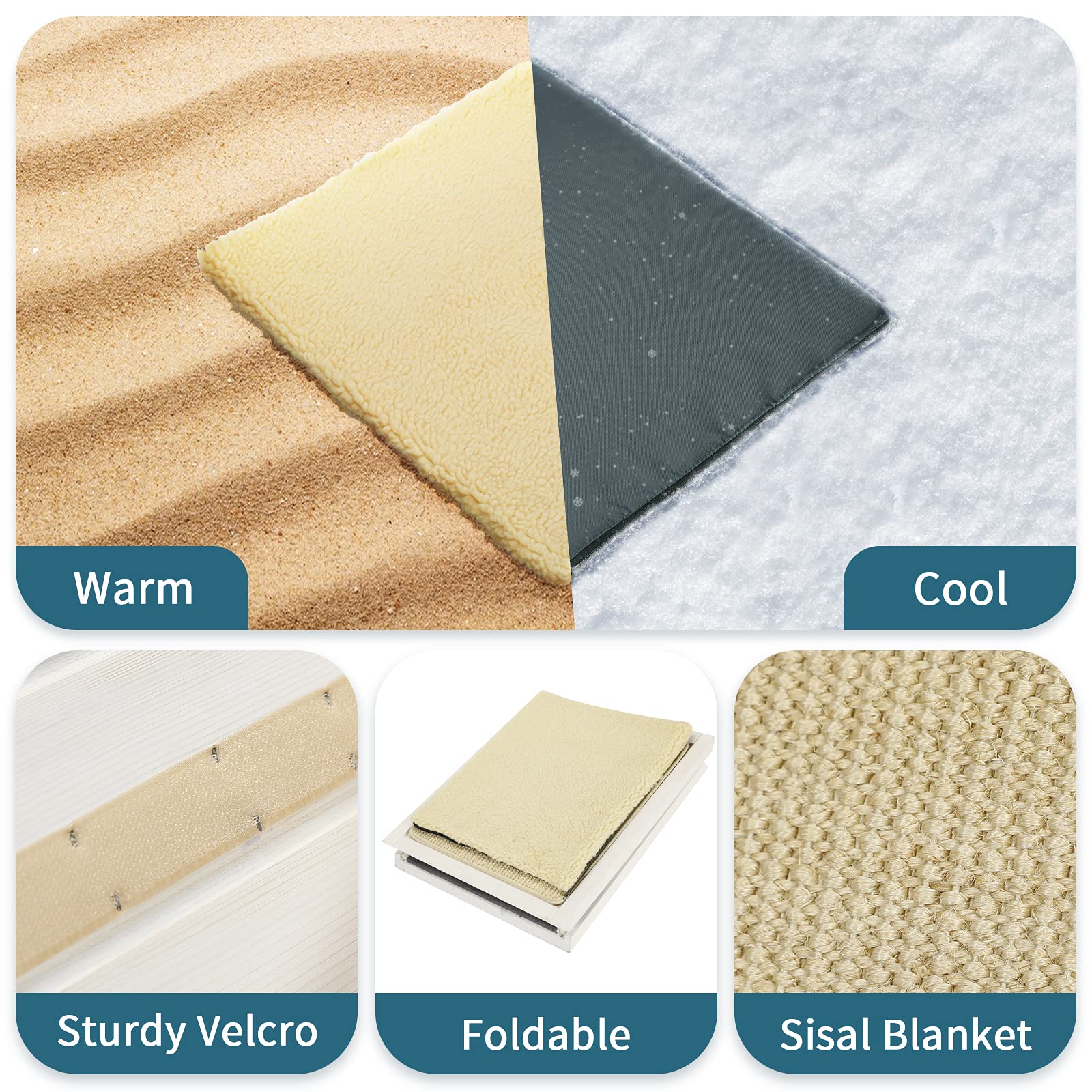 Cat Scratcher Lounge Thicken Solid Wood, Triangle Cats House, Cat Scratching Post For Indoor Cats As Cave And Bed