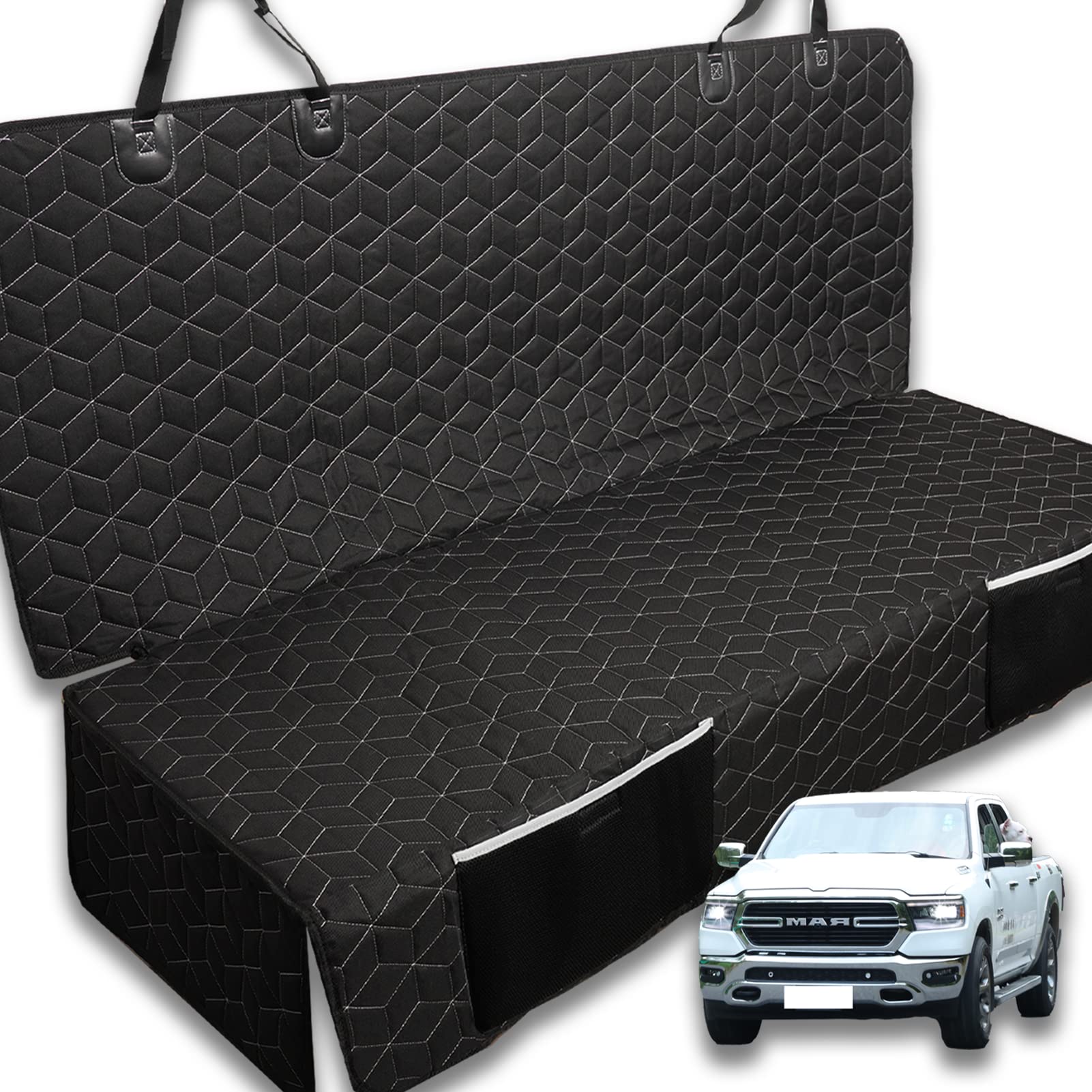 Dog Car Seat Cover For Back Seat, Waterproof Pet Bench Seat Covers For Trucks Ford F-Series/Chevrolet Silverado/Ram/Gmc Sierra 6