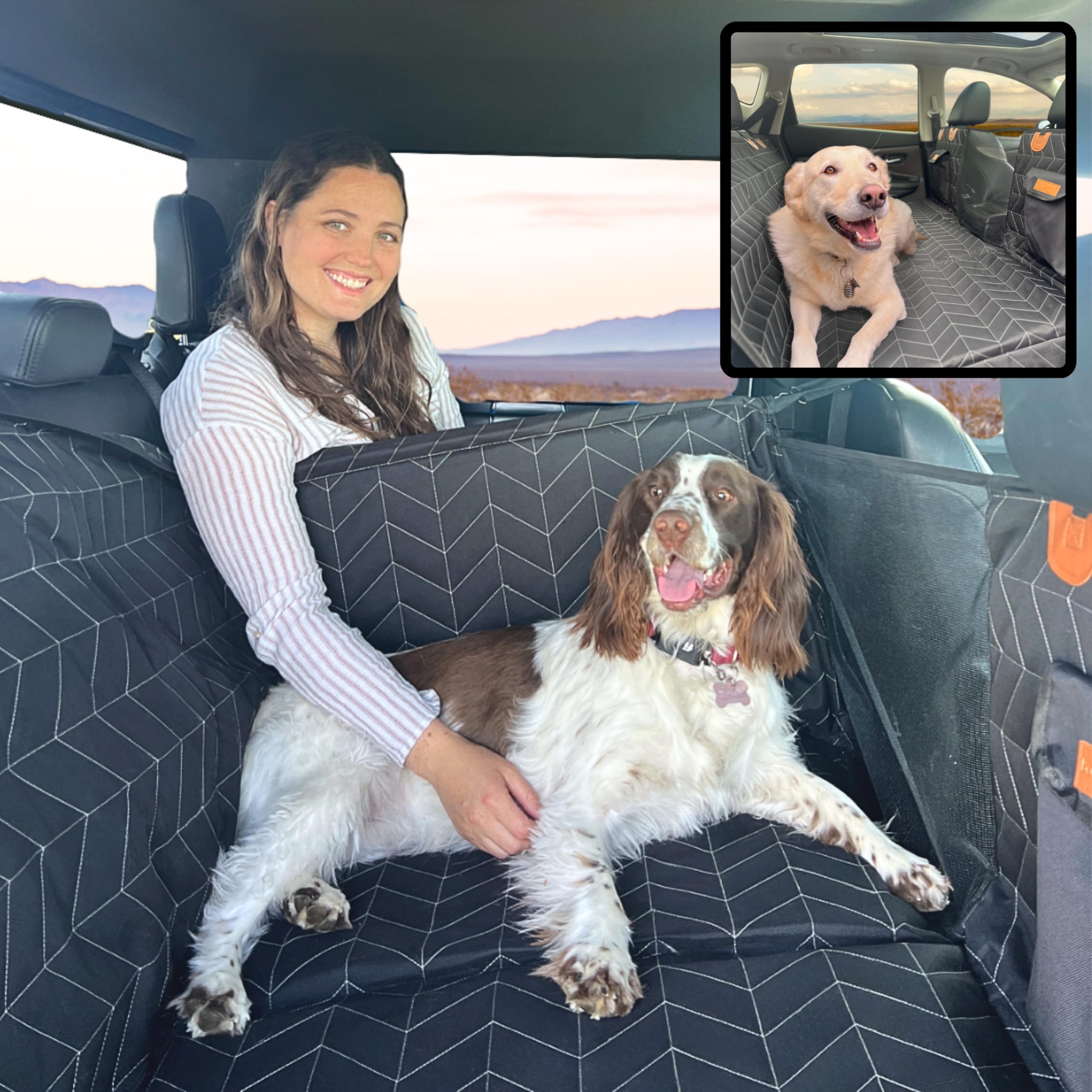 Boops & Floofs Convertible Back Seat Extender For Dogs, Half Seat Extender, Non-Slip Waterproof Hard Bottomed Hammock, Allows Pa