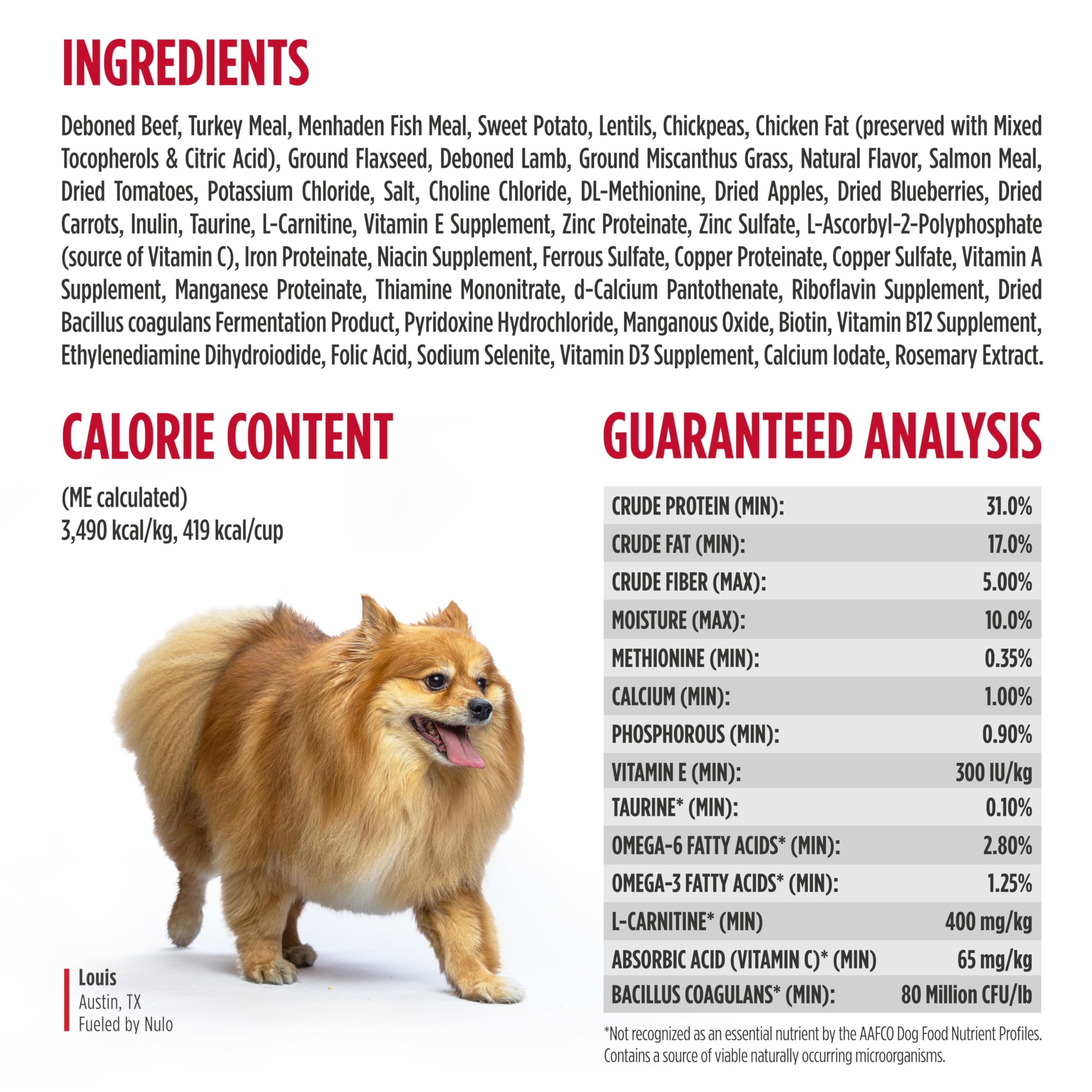 Nulo Freestyle High Protein Small Breed Beef & Sweet Potato Recipe Natural Dry Kibble Dog Food, 14 Pound Bag