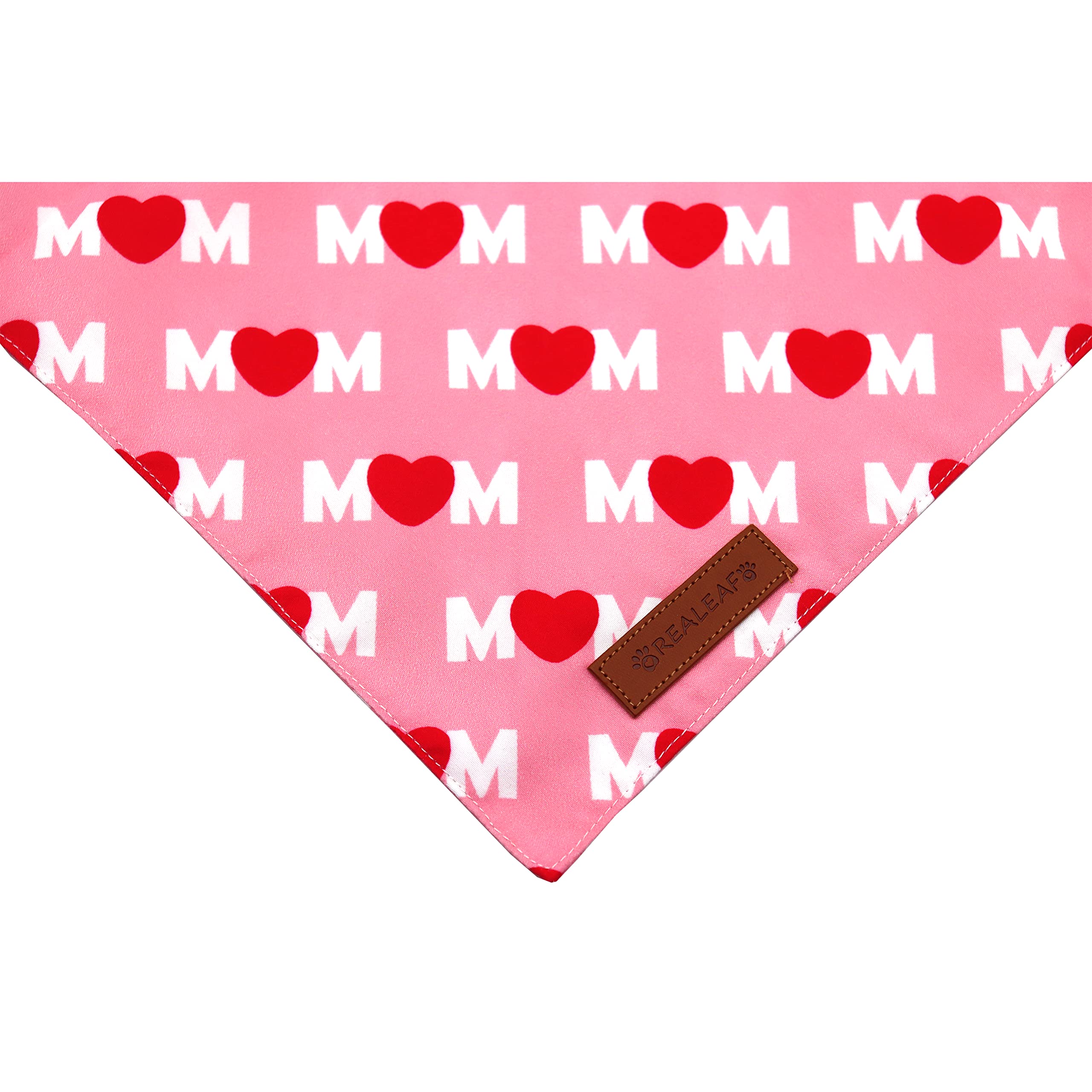 Realeaf Mothers Day Dog Bandanas 2 Pack, Reversible I Love My Mom Pet Scarf For Boy And Girl, Premium Durable Fabric, Valentines Day Bandana For Small Medium Large And Extra Large Dogs (Small)