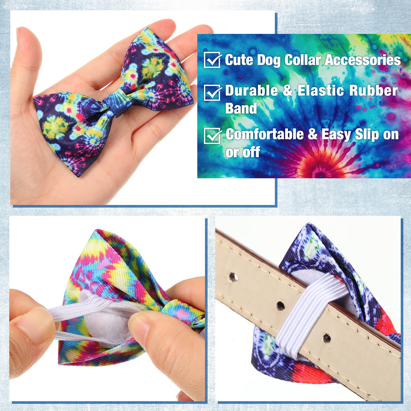 Reginary 50 Pieces Dog Bow Ties Pet Collar Bow Puppy Collar Attachment With Rubber Bands For Small Medium Cat Pet Grooming Charm