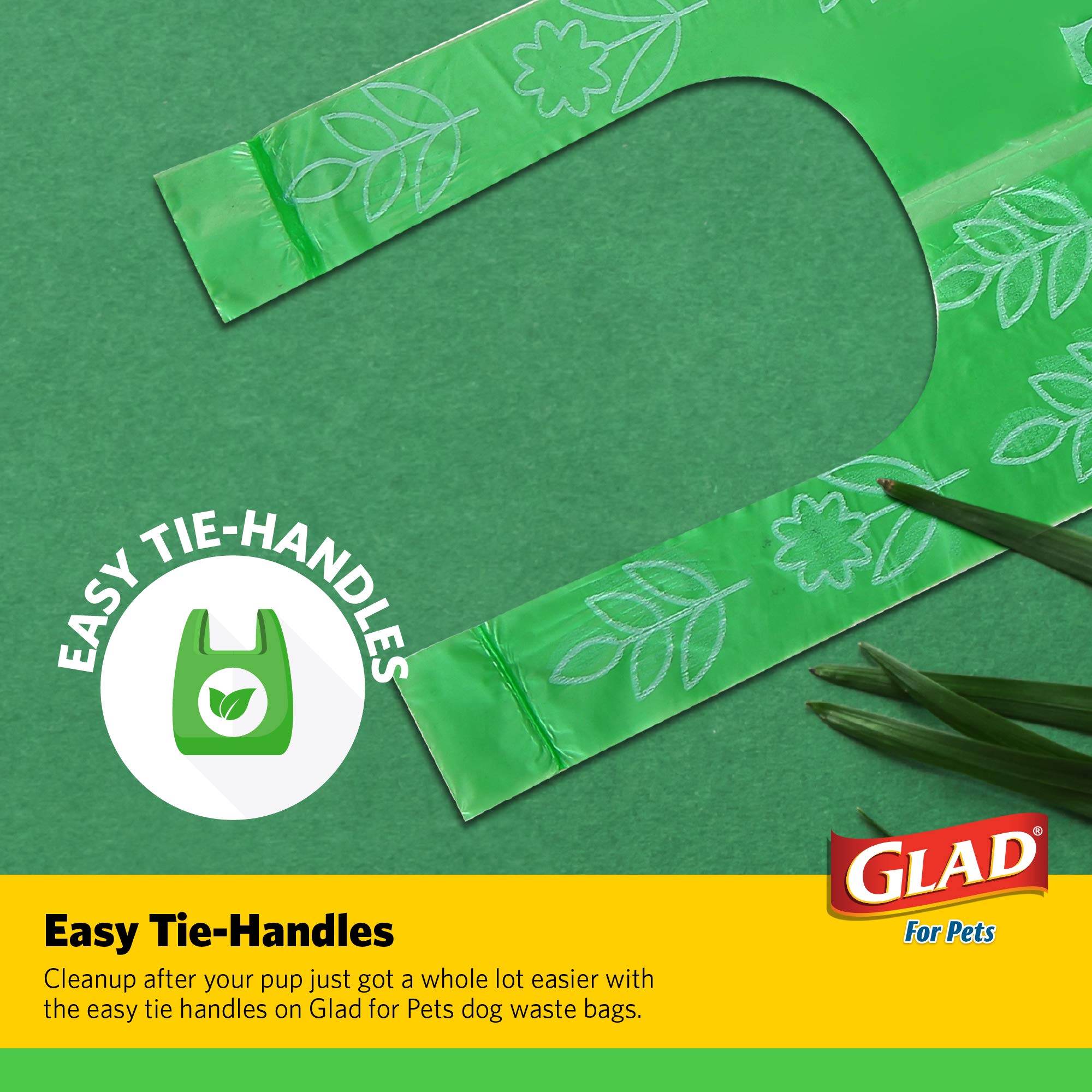 Glad for Pets Dog Waste Bags, Lavender Scent - Leak Proof and Strong Disposable Dog Poop Bags for Dogs, Easy Tie Handles for Cle