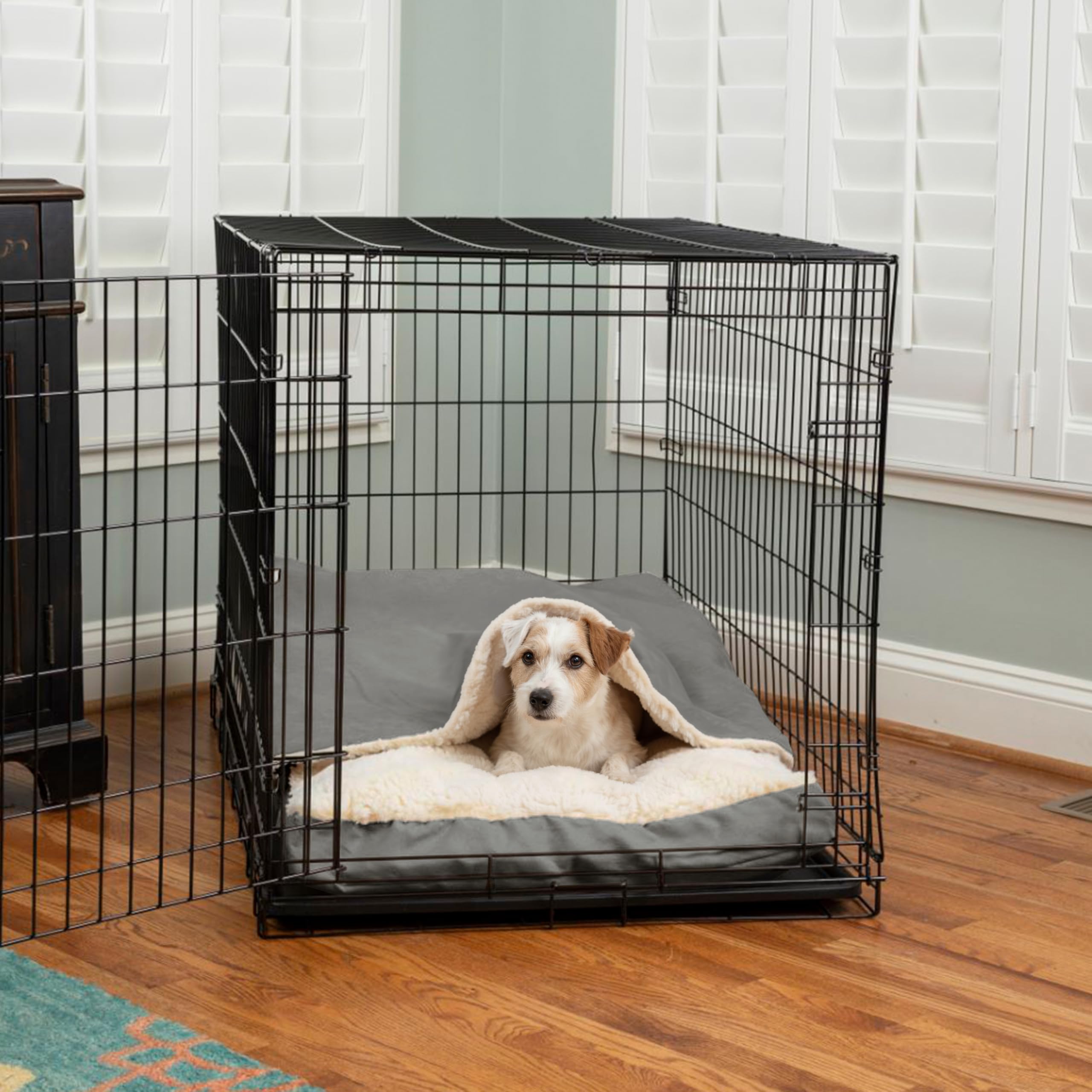 Snoozer Luxury Cozy Cave Crate Pet Bed With Microsuede, Small - Anthracite