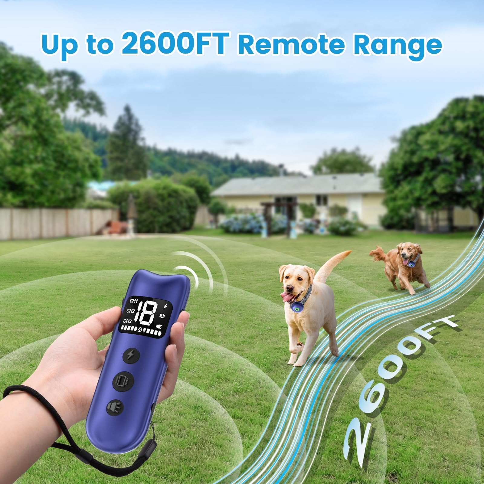 Dog Shock Collar, Dog Training Collar With Remote 2600Ft, Ipx7 Waterproof Rechargeable E-Collar, 3 Training Modes For Medium Lar