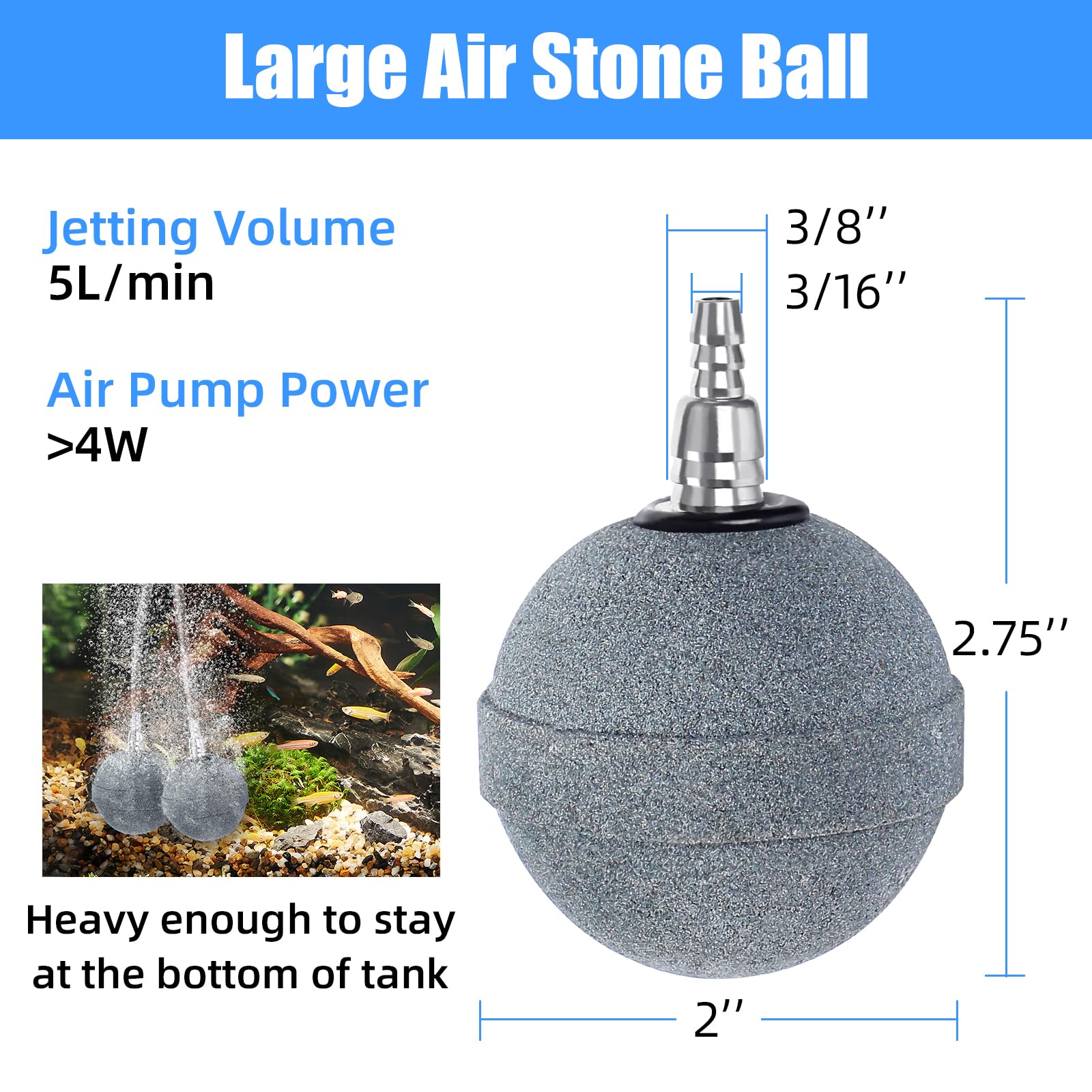 Aquaneat Pond Air Stone 2 Inch, Long Lasting Aerator Oxygen Diffuser, Air Pump Accessories For Aquarium, Fish Tank, Hydroponics, Ponds And Dwc Reservoirs 2 Pack