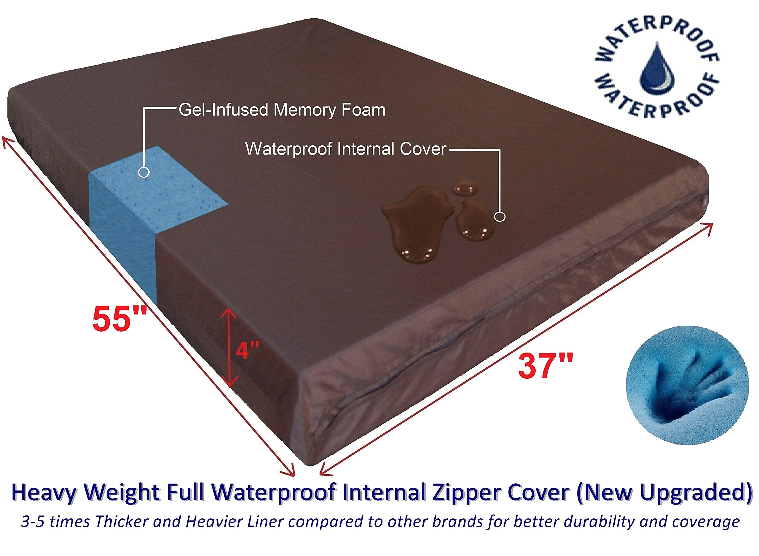 Dogbed4less Luxury XXL Orthopedic Memory Foam Dog Bed for Extra Large Dogs with Durable Waterproof Internal Case, Removable Wash