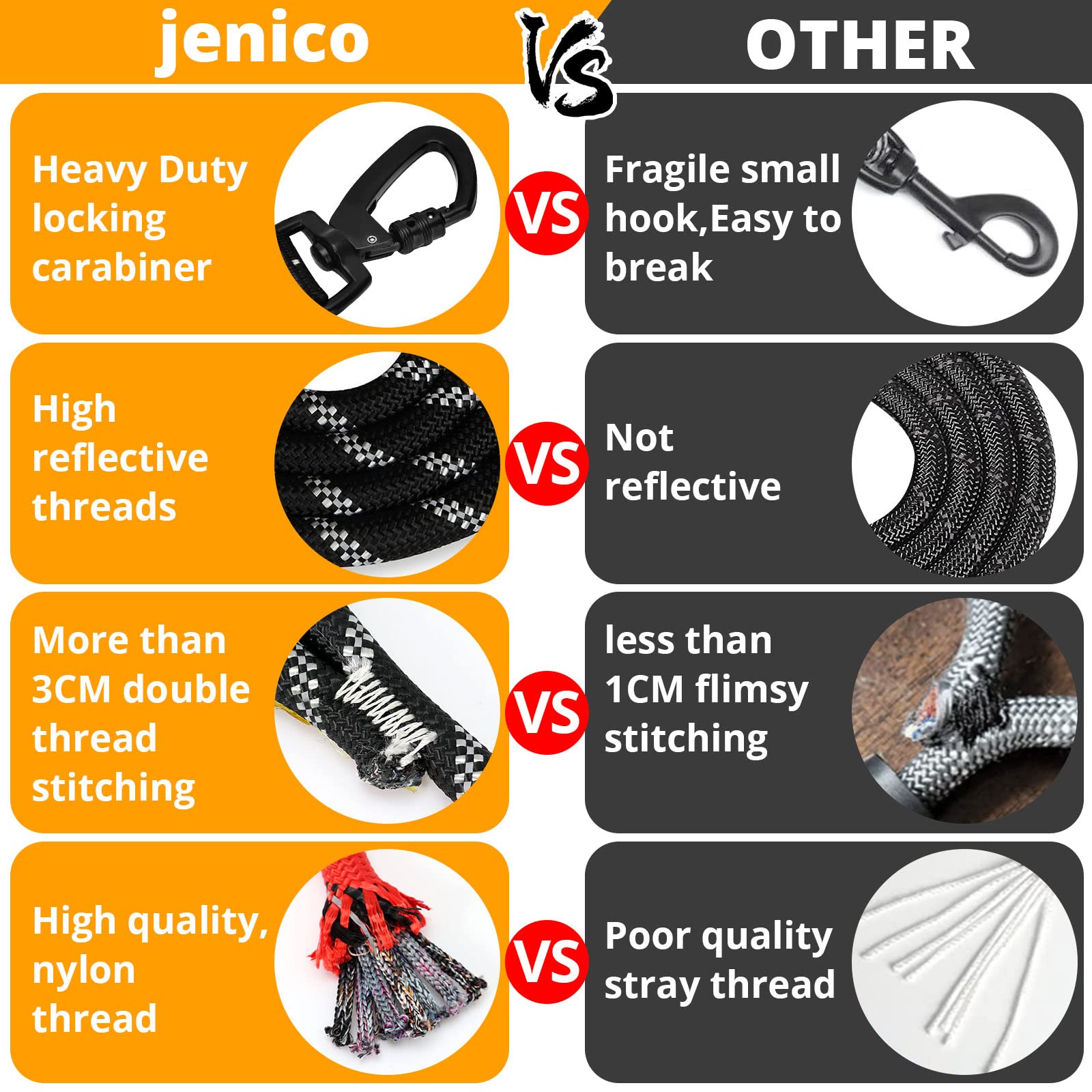 Rope Dog Leash 4 Ft: Heavy Duty Leashes With Swivel Lockable Hook Reflective Threads Bungee And Padded Handle - Dog Lead For Large Small Medium Dogs Outside Walking Hiking Orange