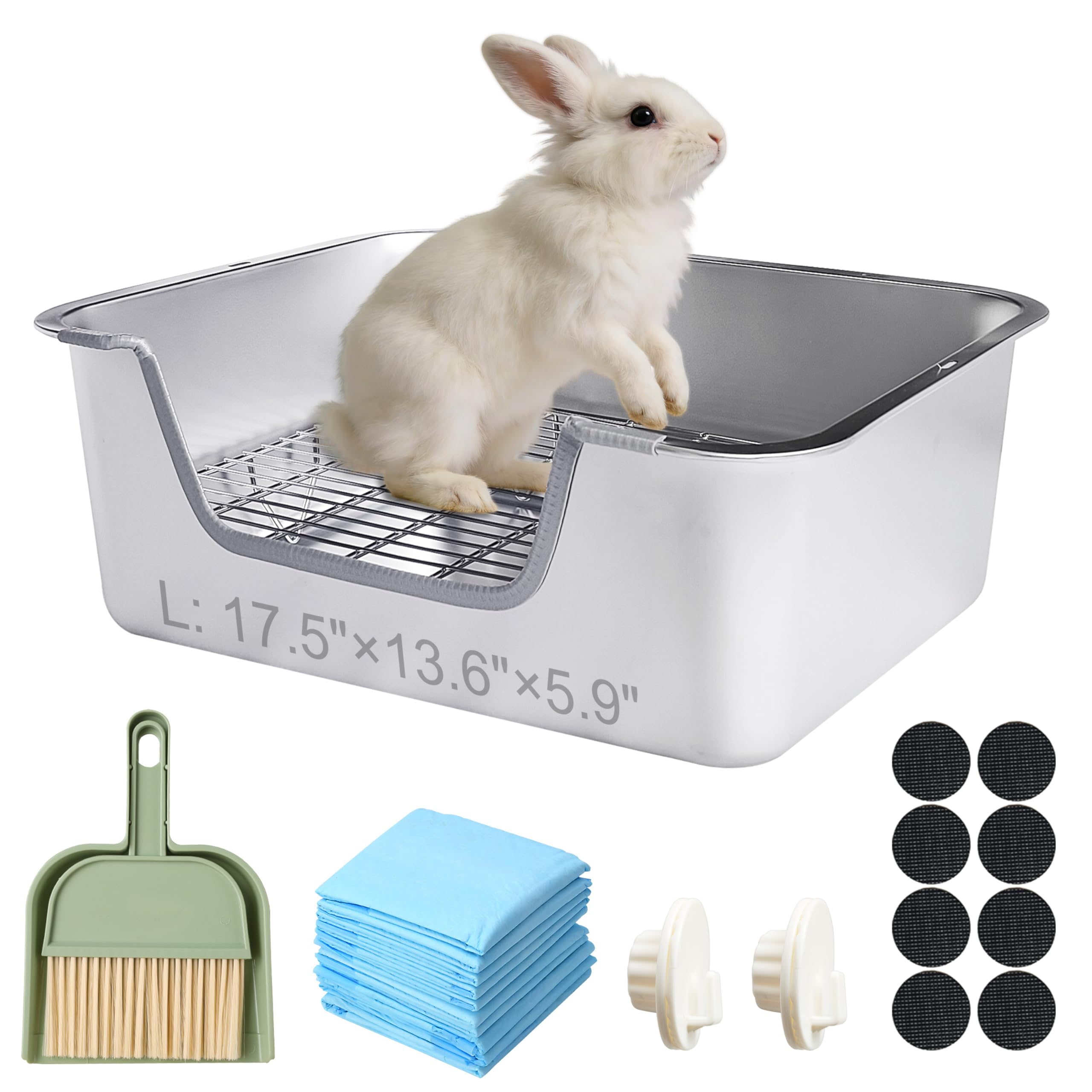 Sorstrem Stainless Steel Sifting Litter Box for Rabbit (L)