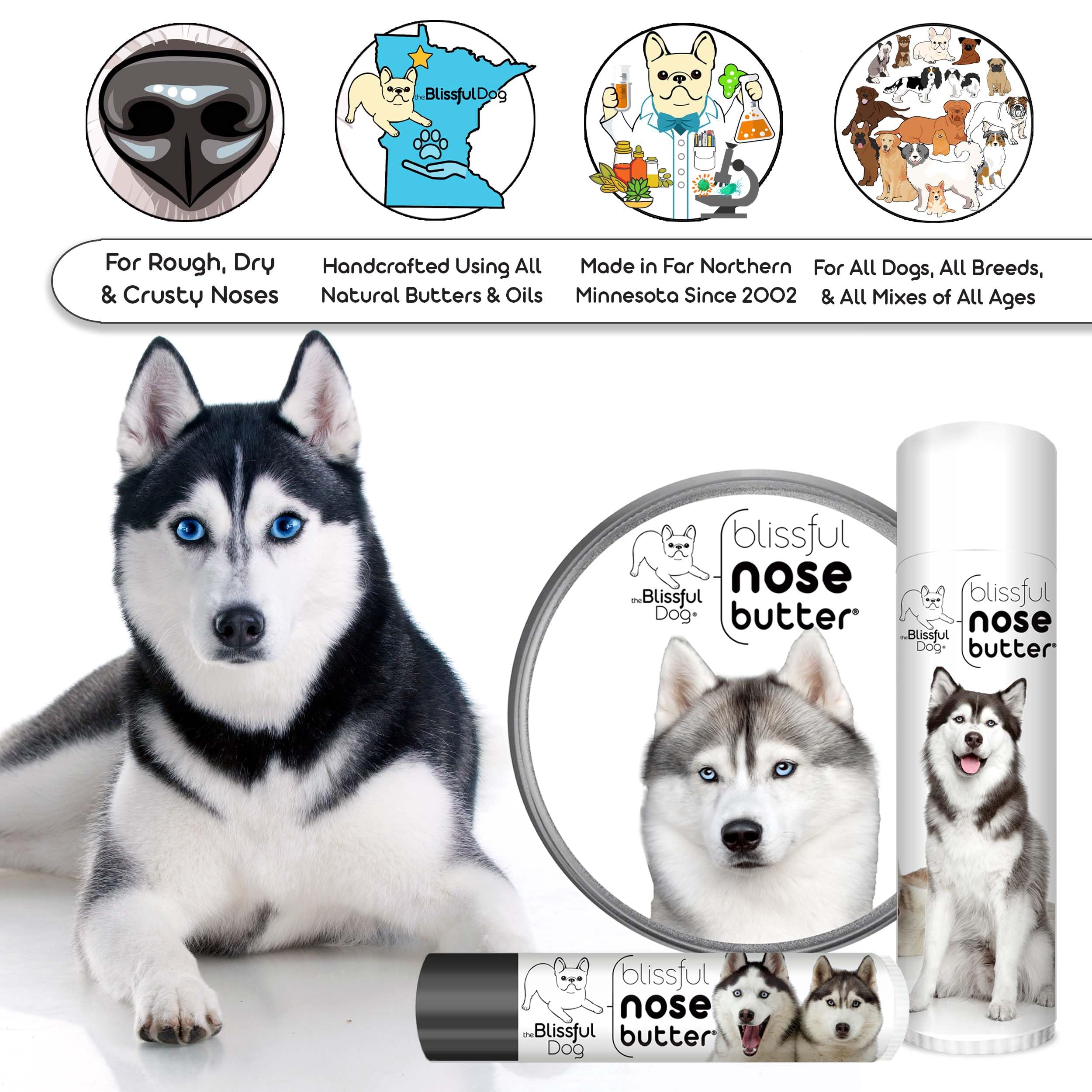 The Blissful Dog Husky Unscented Nose Butter - Dog Nose Butter, 4 Ounce