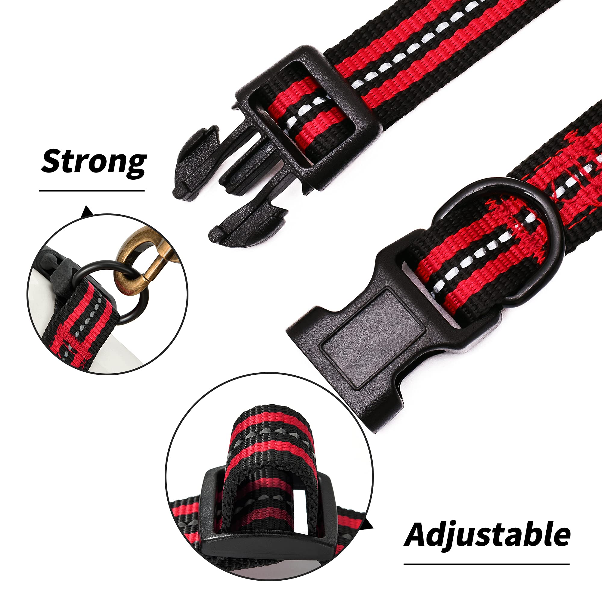Mile High Life Reflective Dog Collar | Nylon Pet Collars Wiith Buckle | Light Weight Puppy Collars | Red Dog Collars For Large D