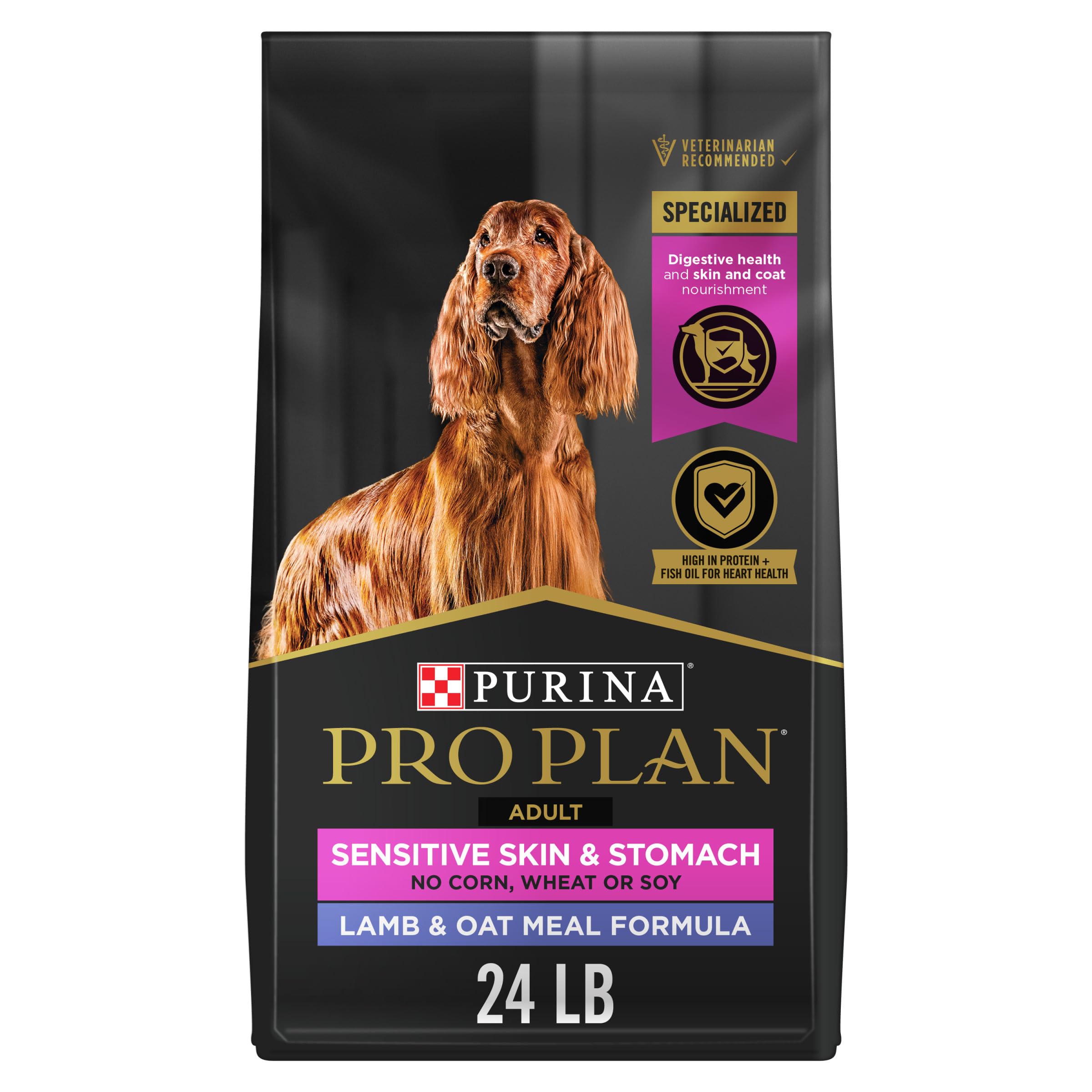 Purina Pro Plan Sensitive Skin and Sensitive Stomach Dog Food Lamb and Oat Meal Formula - 24 lb. Bag
