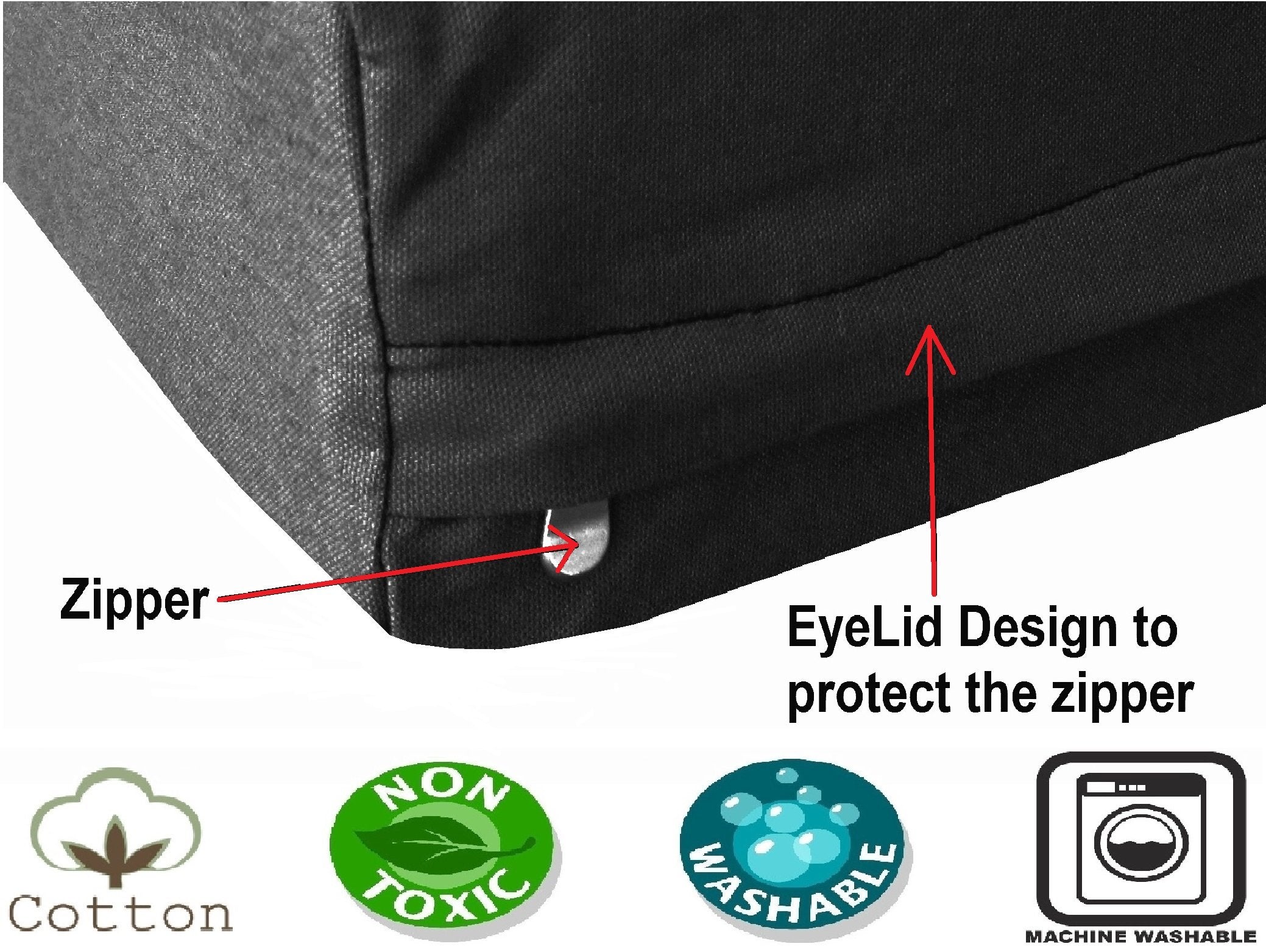 Dogbed4Less Headrest Dog Pet Bed Canvas External Cover - Replacement Cover Only - Xxl 55'X37'X4' Size - Black