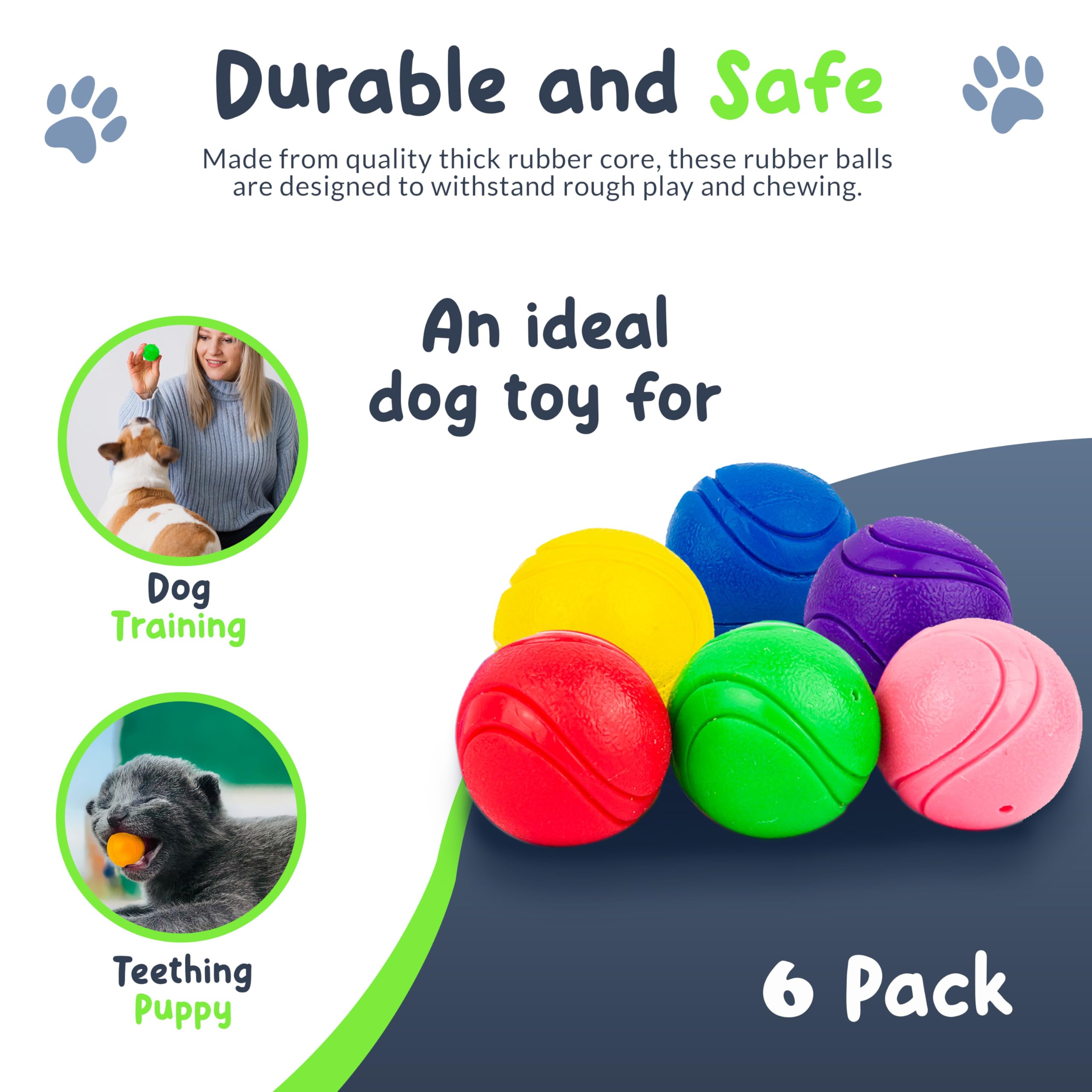 Petite Paws Superfetch Dog Balls 1.5 Inch - Squeaky Dog Toys For Small Dogs And Puppies - Rubber Balls For Fetch, Training, Teet