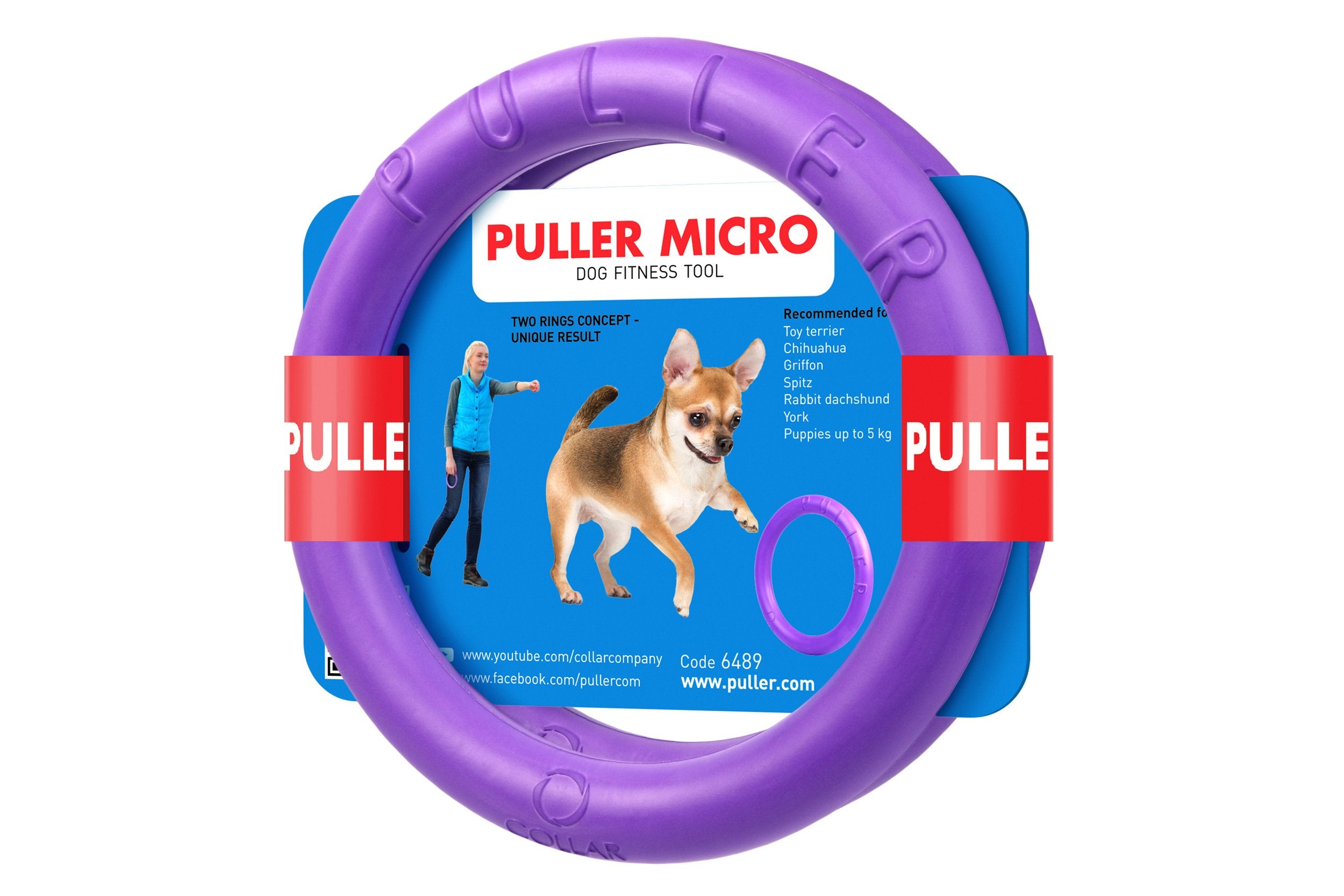 Puller Micro Two Rings - Active Dog Toy, Ideal for Small Dog Breeds