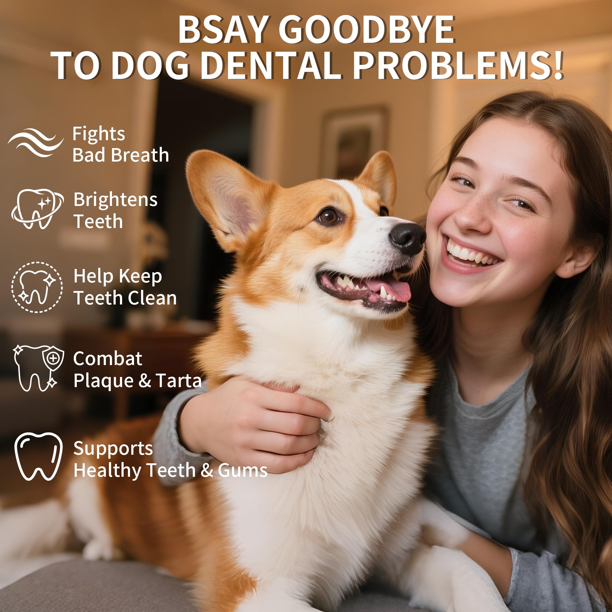 Dog Dental Powder, Dog Teeth Cleaning Powder with Natural Herbal Blend, Plaque Off Pet Tooth Cleaning lab co, Targets Tartar & R