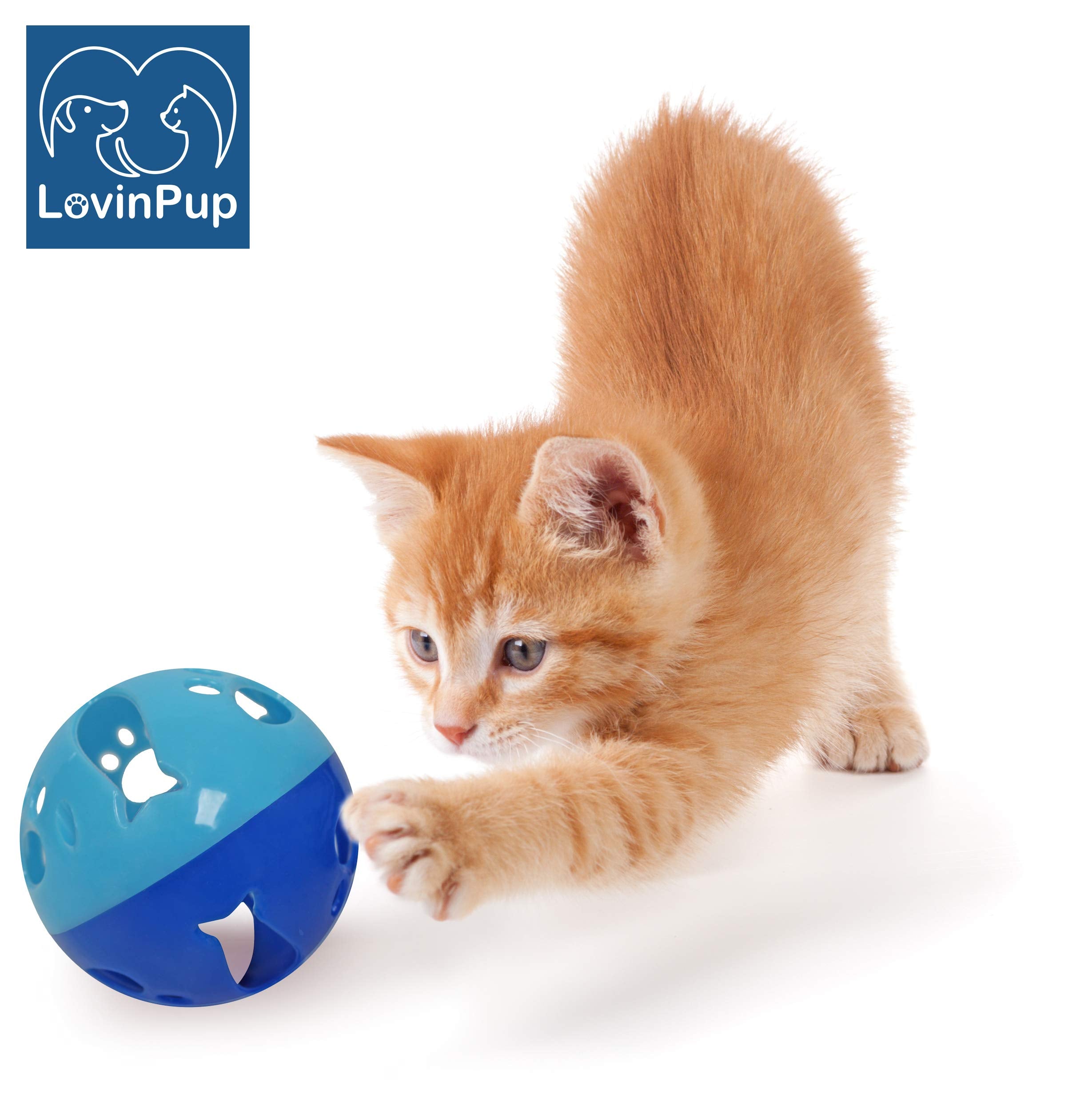 Lovinpup Cat Ball Toy With Bell Larger Size, Bells Jingle As Balls Roll, Cat Toy For Small Or Large Cats, Or Other Animals (Blue