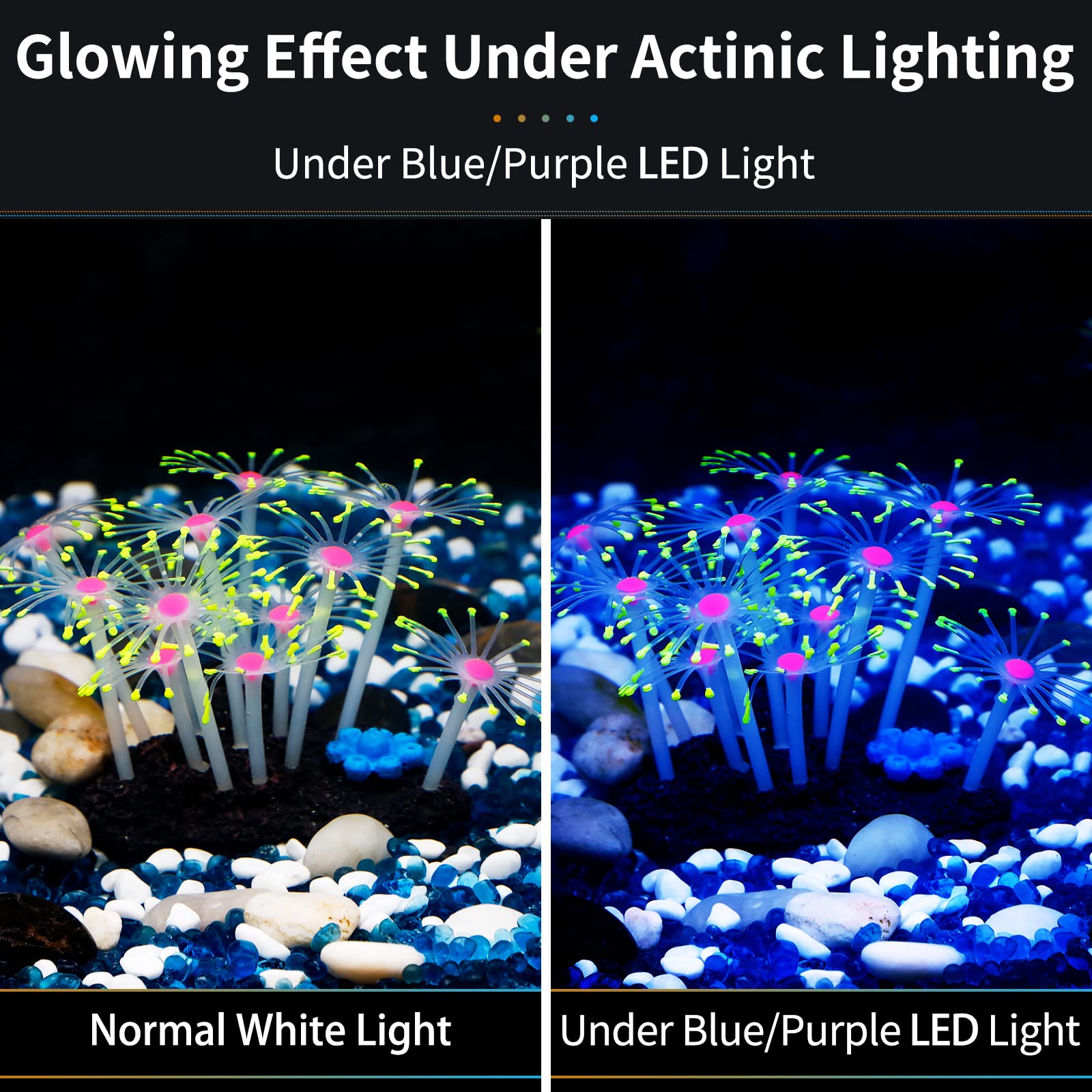 Uniclife Glowing Effect Artificial Coral Plant For Fish Tank, Decorative Aquarium Ornament (Yellow)