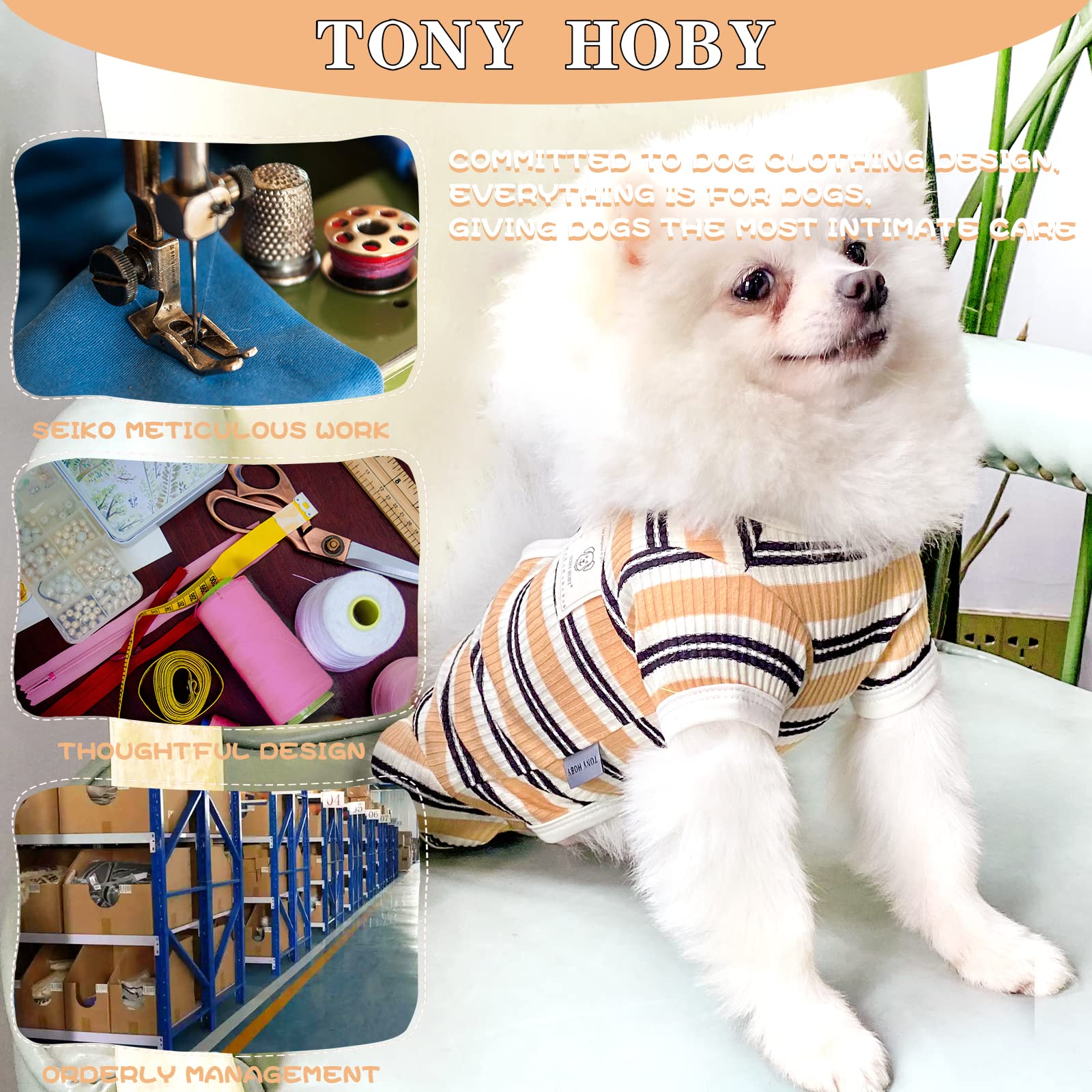 Tony Hoby Dog Male 4 Legged Pajamas With Brown Stripe, Jumpsuit For Small Medium Dogs (Brown, Boy, Xs)