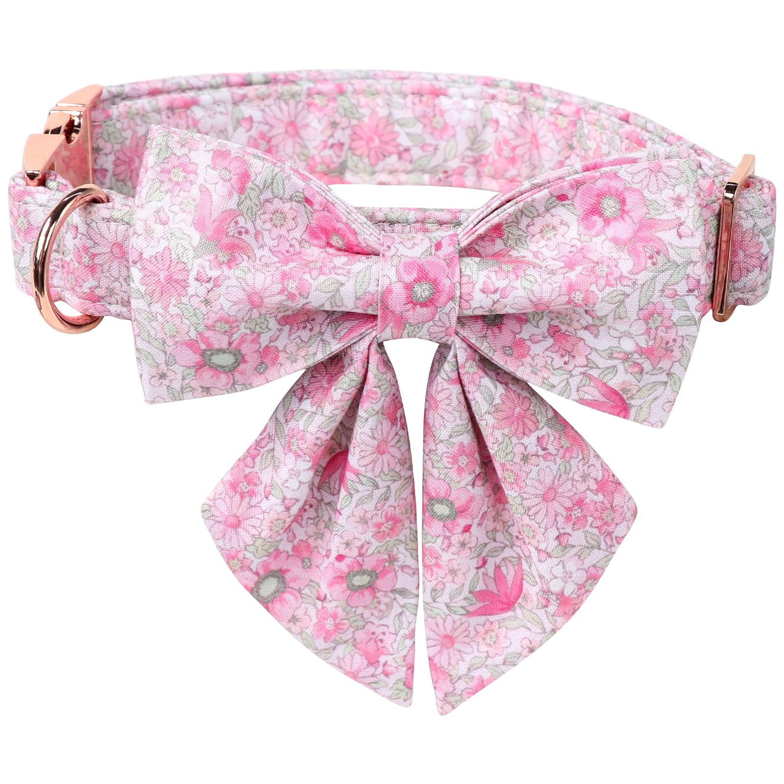 Lionet Paws Design Dogs Collar Cute Flower Sailor Bow Dog Collars For Girl Female Medium Large Dogs With Spring Floral L