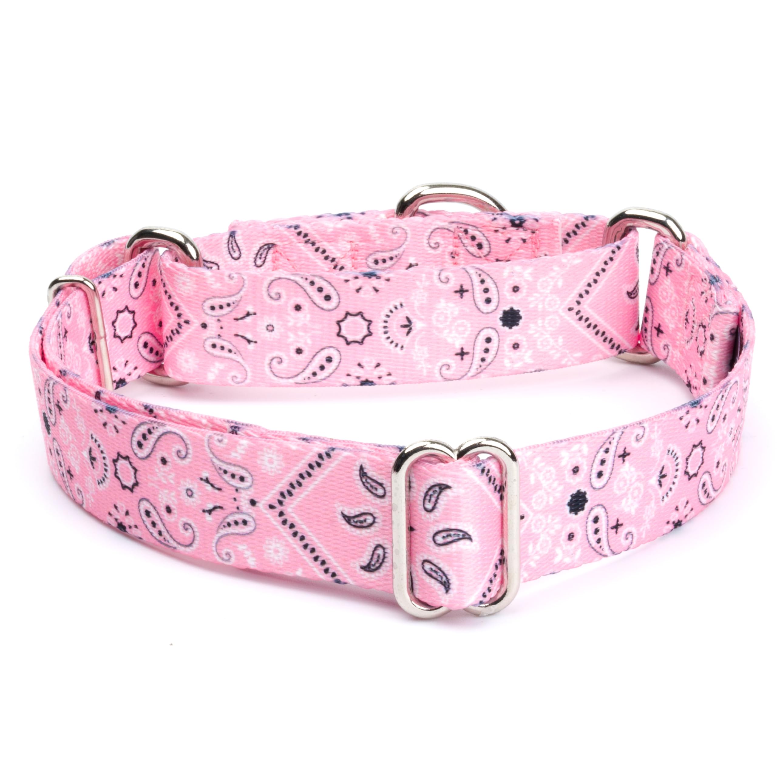 Country Brook Petz - Pink Bandana Martingale Dog Collar - Country And Western Collection Featuring Rustic Designs (1/2 Inch, Ext