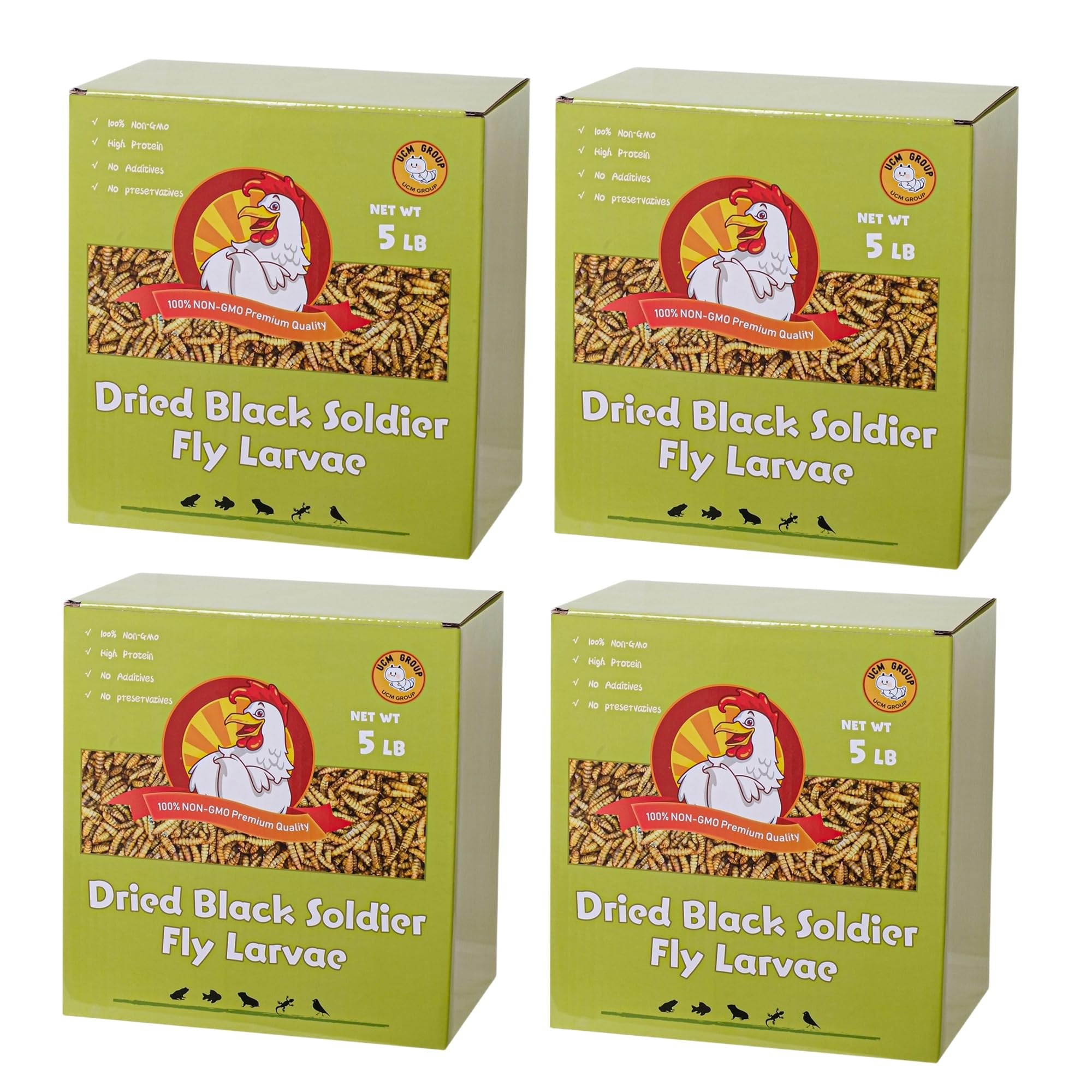 UCM Group 20LB Dried Black Soldier Fly Larvae for Chickens, Poultry, Wild Birds,100% Natural Non-GMO, No Additives, Treat, More 