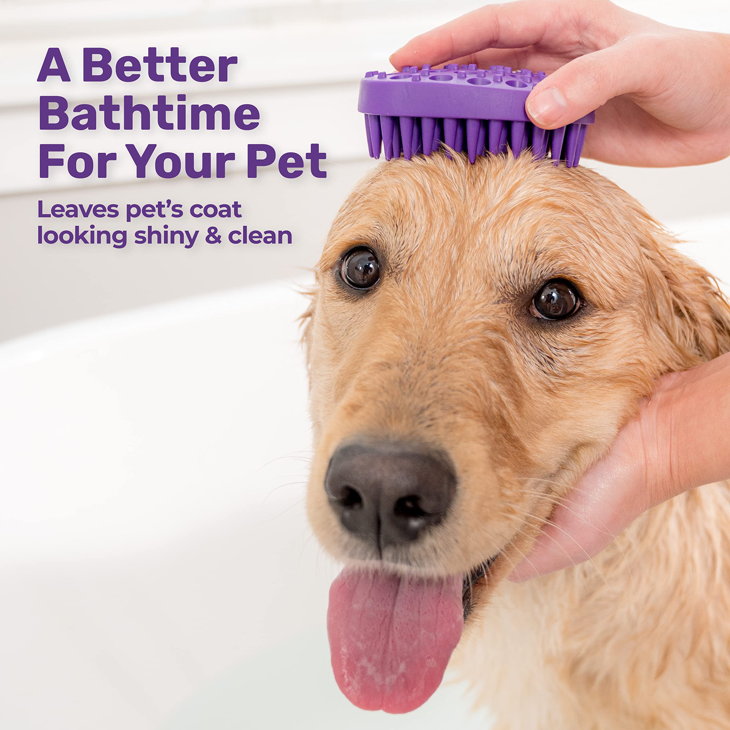 Hertzko Pet Bath & Massage Brush - Dog Bath Brush Scrubber for Shampooing and Massaging Dogs, Cats, Small Animals, Short/Long Ha